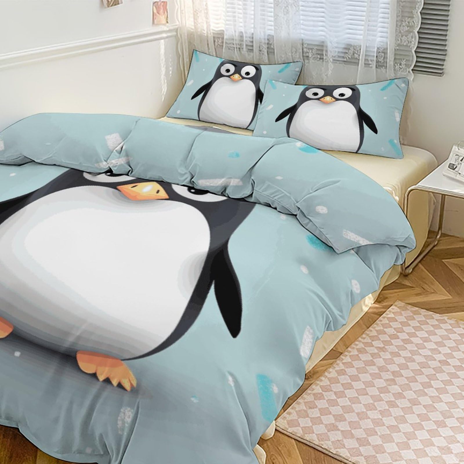 Housse de couette pingouin pour chambre d enfant et lit double ambiance cocooning d hiver