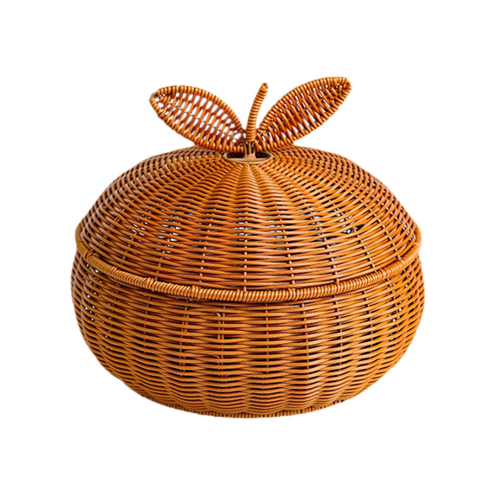 Ktuxzci Hand Woven Bread Basket Organizer Showcasing Fresh Fruits Pastries Breads And Delicacies In Style And Charm Woven Snack Fruit Basket With Cover