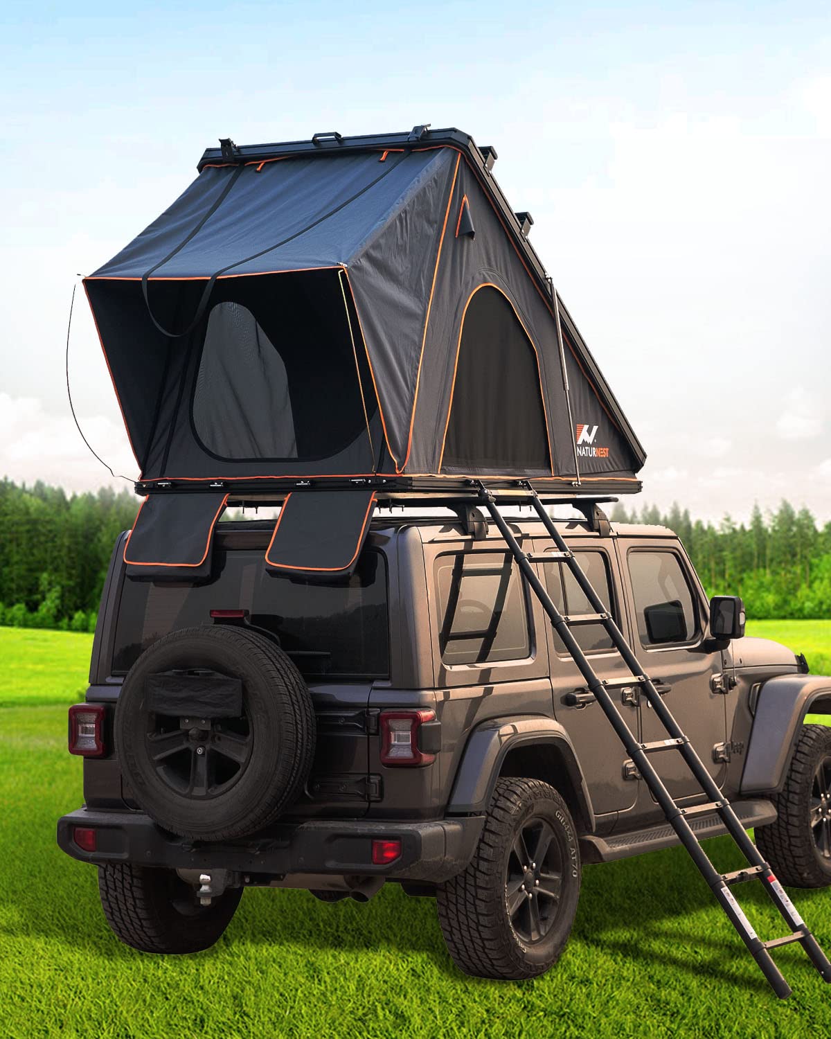 Naturnest Aluminium Hardshell Rooftop Tent for Jeep SUV Truck Rooftop Tents Hard Shell for Hard Shell Van RTT Car SUV Truck for Camping Roof Top Tent Camping Car Roof Tents Naturenest