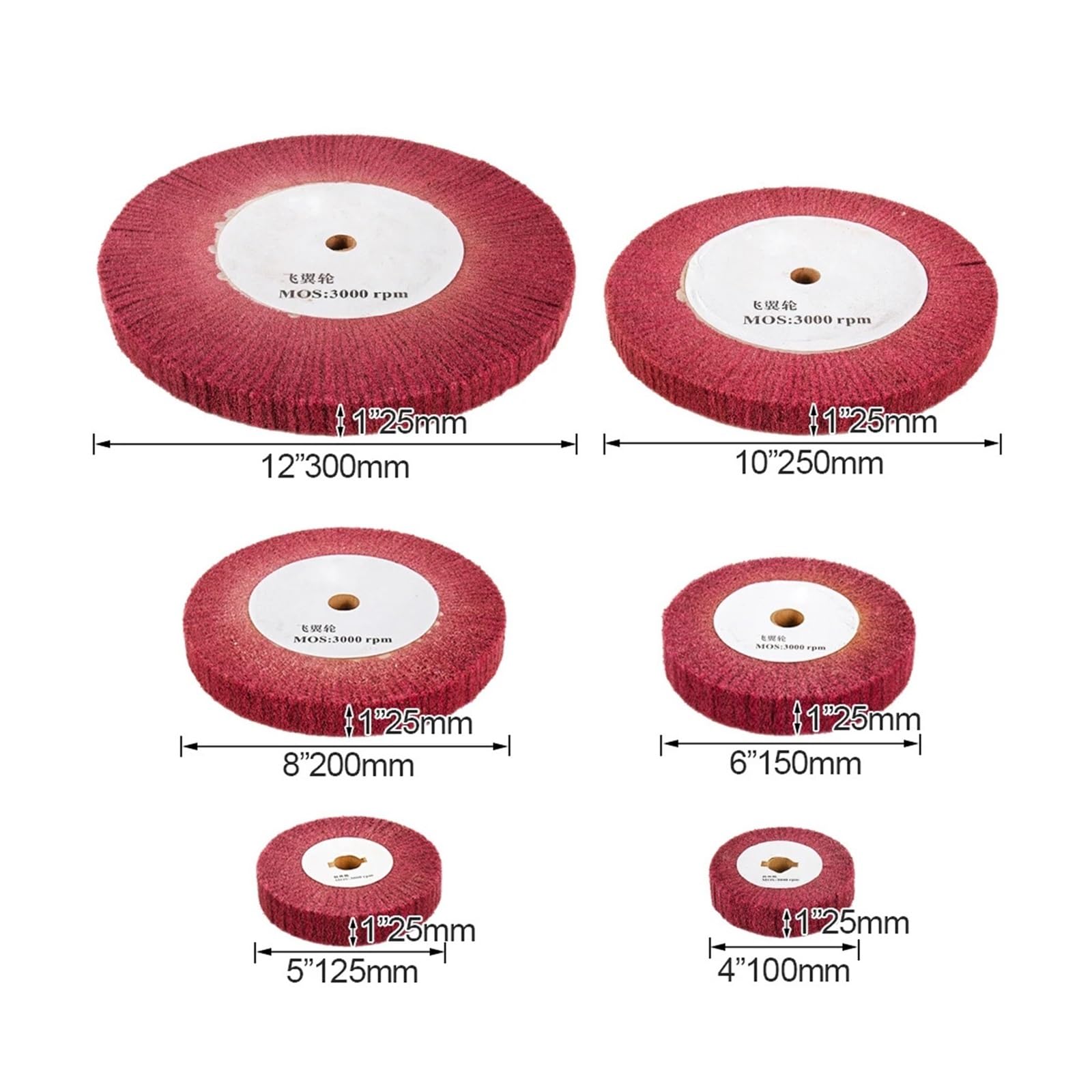 unidad de disco pulido fibra nailon con láminas 1 unidad de cepillo pulido nailon 100/125/150/200/250/300 mm, tambor desbarbado for acero inoxidable(Green P180,300x25mm)