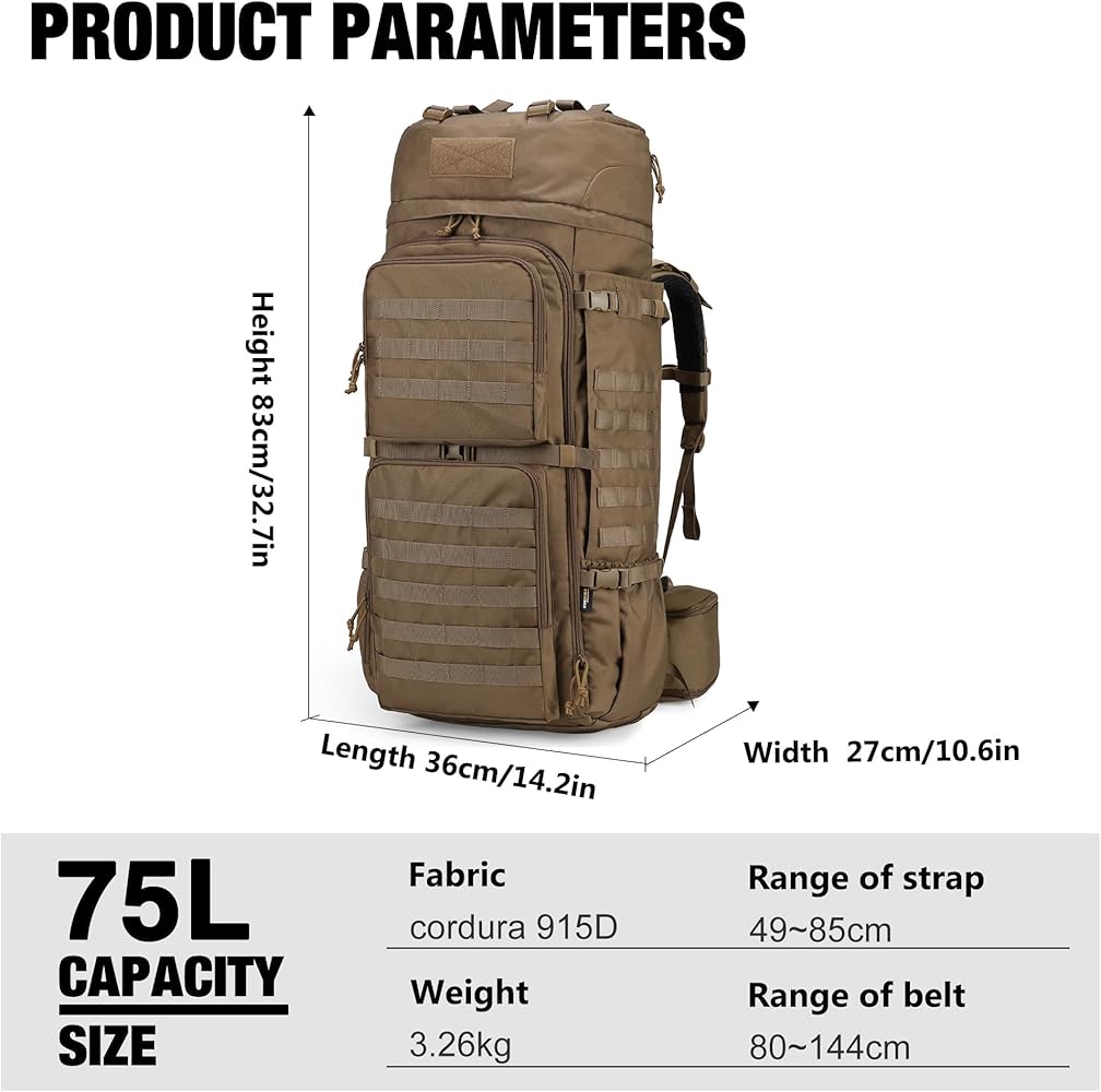 Amazon.com: Mardingtop 75L Military Internal Frame Backpack for
