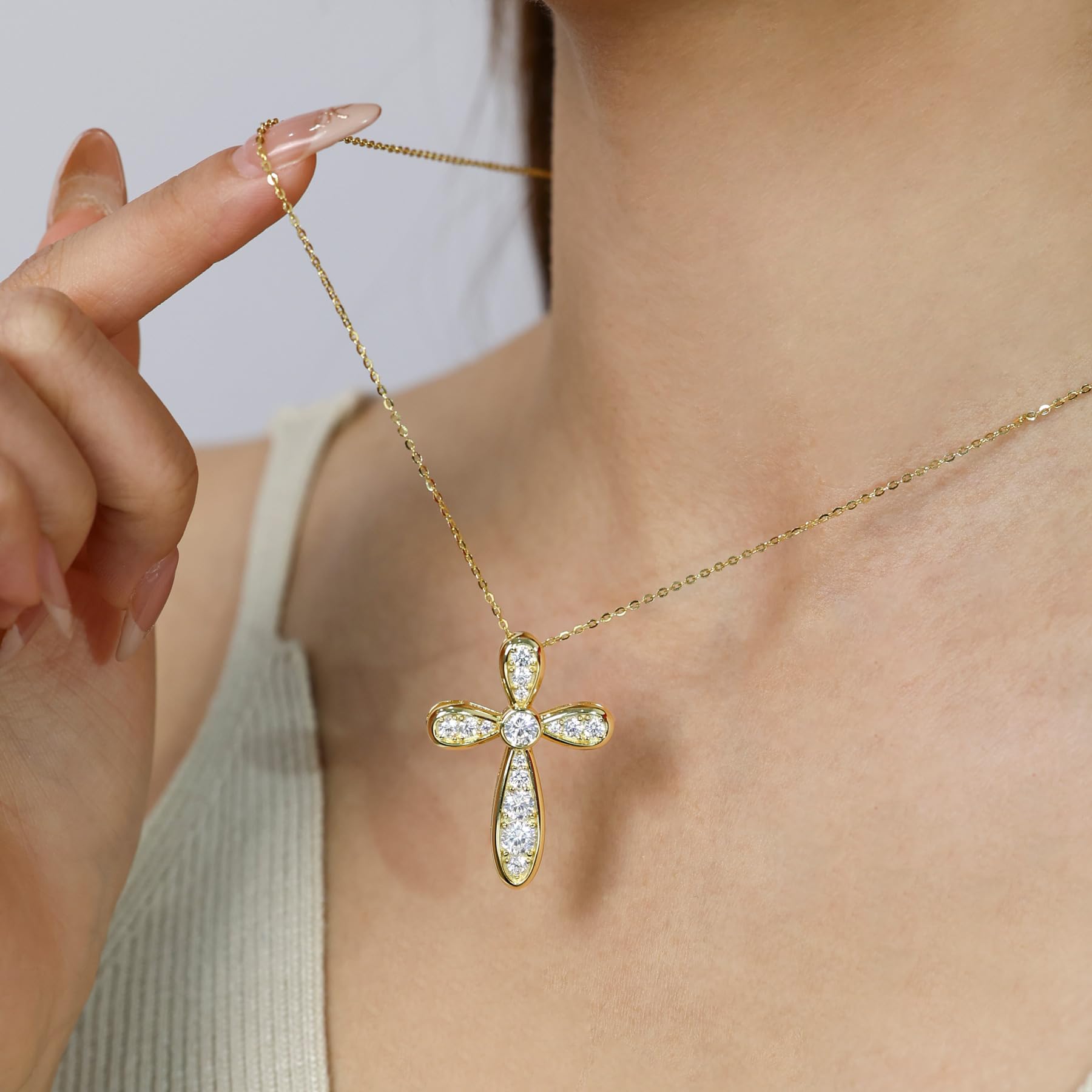 FANCIME Collar para mujer con símbolo de infinito, colgante de cruz, cadena de plata de ley 925 con circonitas brillantes para mujeres y niños, longitud de la cadena ajustable: 40 + 5 cm, 42 cm, Plata