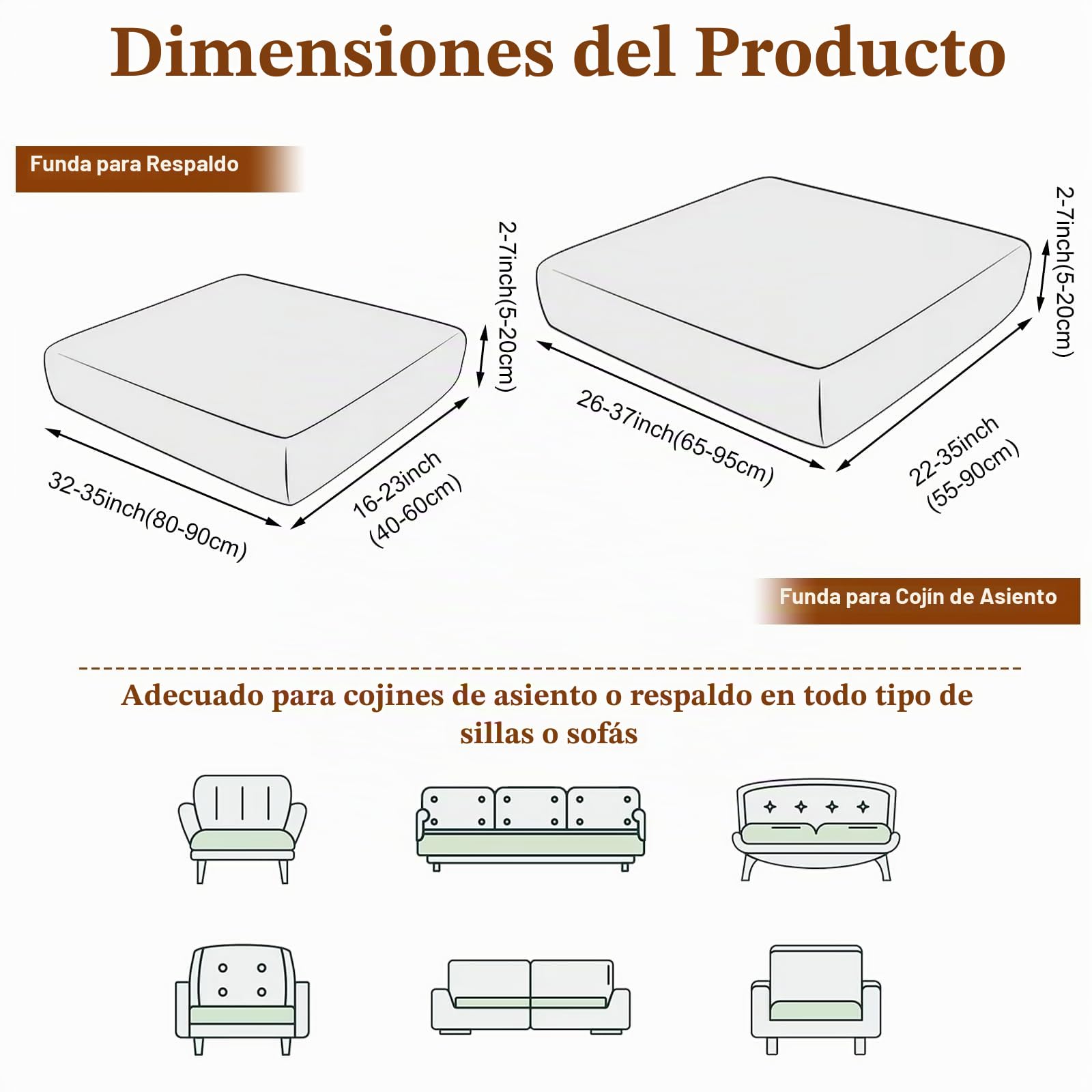 8 fundas de cojín elásticas para sofá, 4 fundas de cojín y 4 fundas de cojín para la espalda, funda con corbatas, tela antideslizante de tartán, apta para animales, para exteriores (beige)