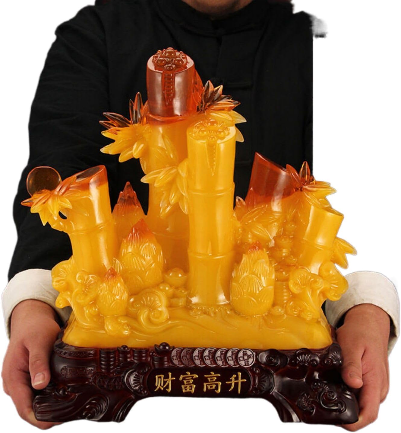 招财仿玉竹子摆件 Feng Shui Figurine Home Office Decor Chinese Gifts 财富竹富贵竹客厅公司公司开业工艺礼品 8843