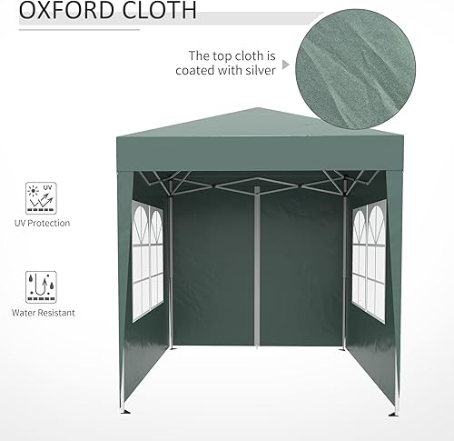 Miniatura 7 de Outsunny Carpa desplegable para jardín, carpa para fiesta, carpa para boda, toldo con funda de transporte gratuita, color verde + 2 paredes