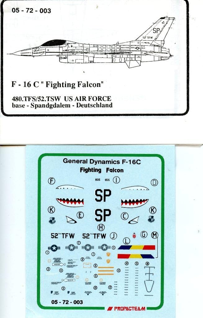 Decals 1:72 F-16 C Fighting Falcon 480.TFS 52.TSW US Air #05-72-003
