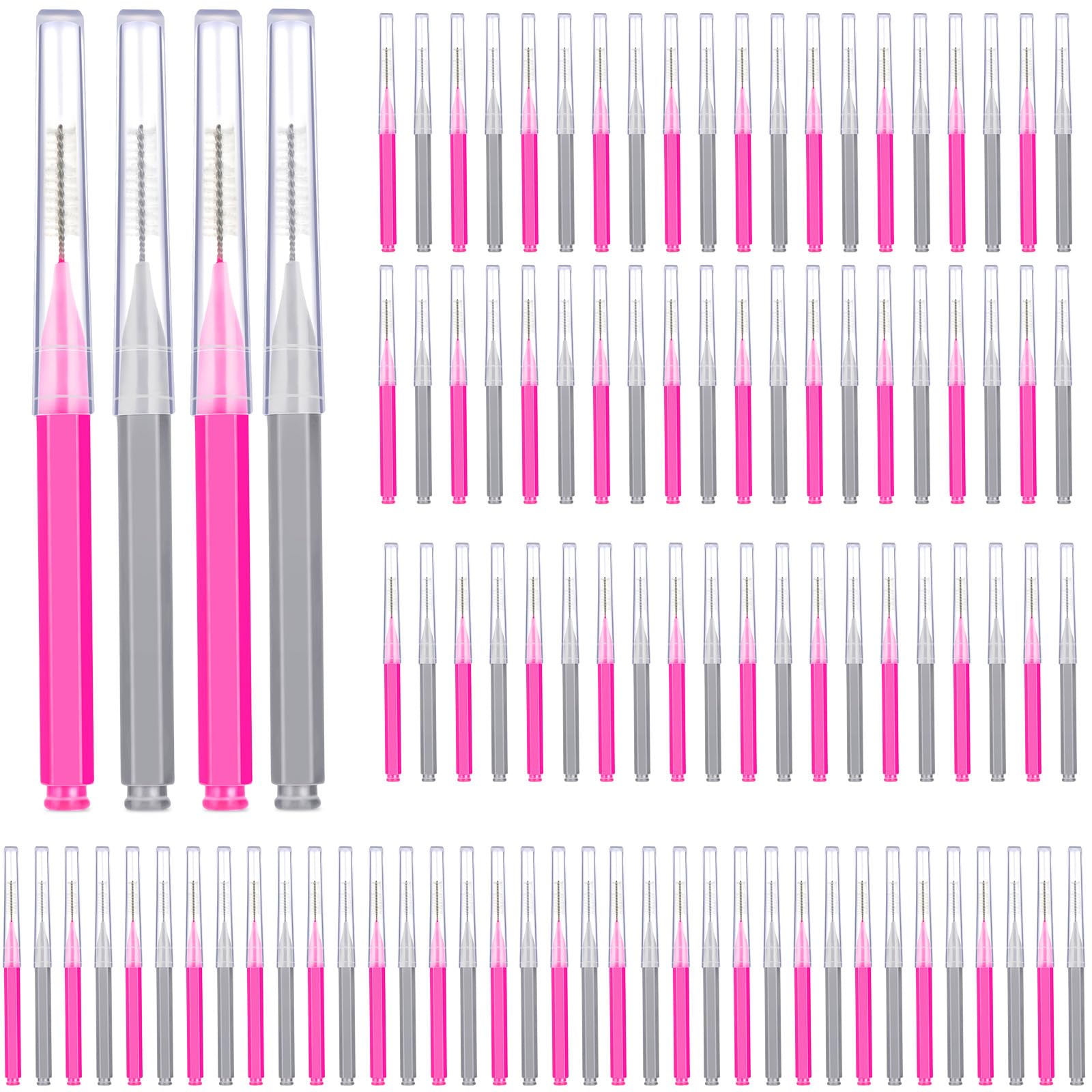 Patelai 100 Pcs Braces Dental Brushes,Pink, Grey,Ideal Size