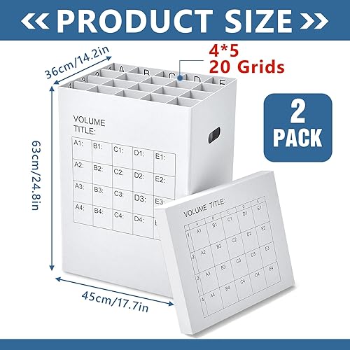 Vista 2 de PerKoop Paquete de 2 soportes organizadores de almacenamiento para almacenar pósteres, gráficos de anclaje, 40 ranuras de 25 x 17.7 x 14.2 pulgadas