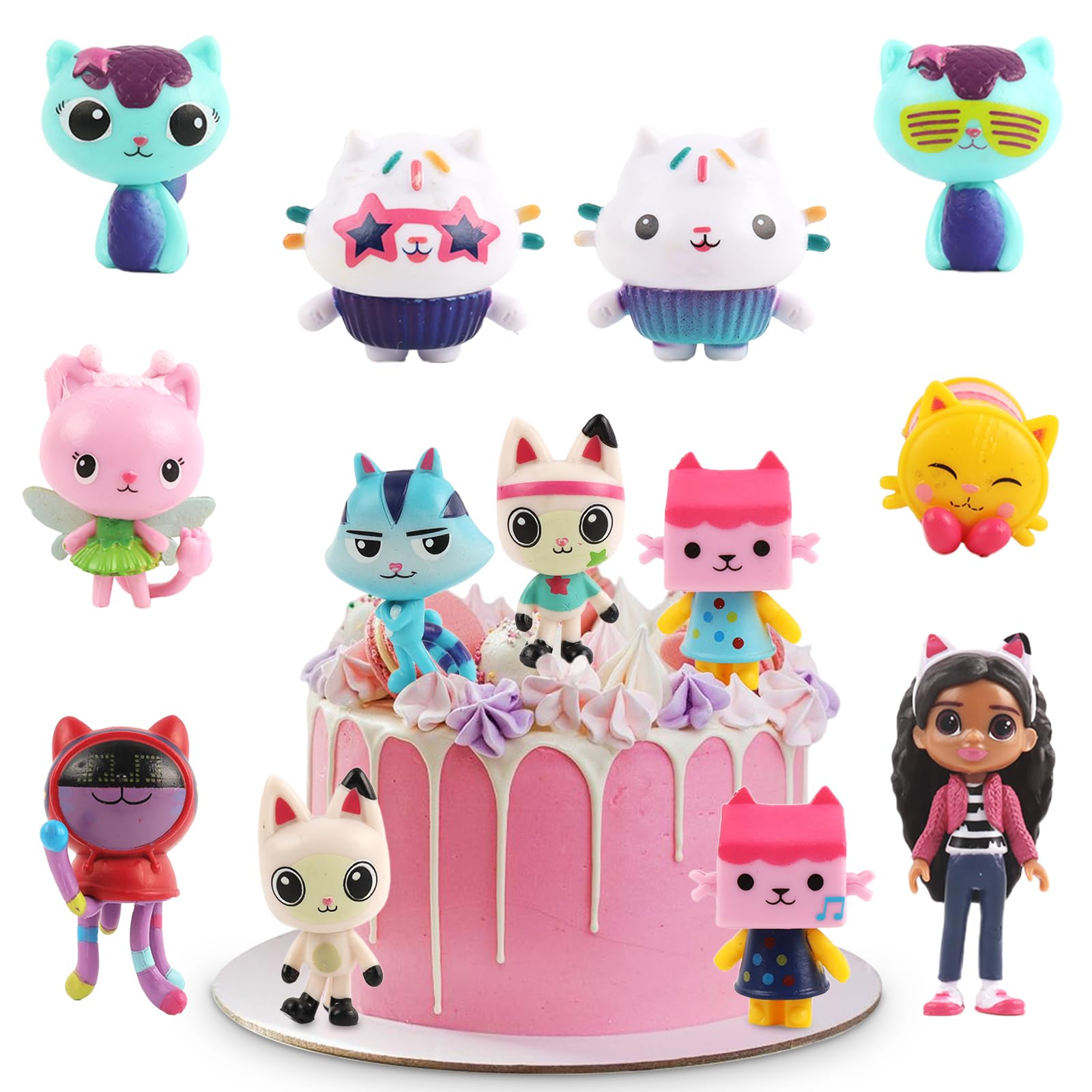 12 Pcs Gabby Decoracion Tartas Cumpleaños, Figuras De Pastel, Gabby Decoracion Cumpleaños, Gabby Juego De Minifiguras, Cake Topper Niños, Gabby Suministros Decoración Pasteles, Figuras De Juguete