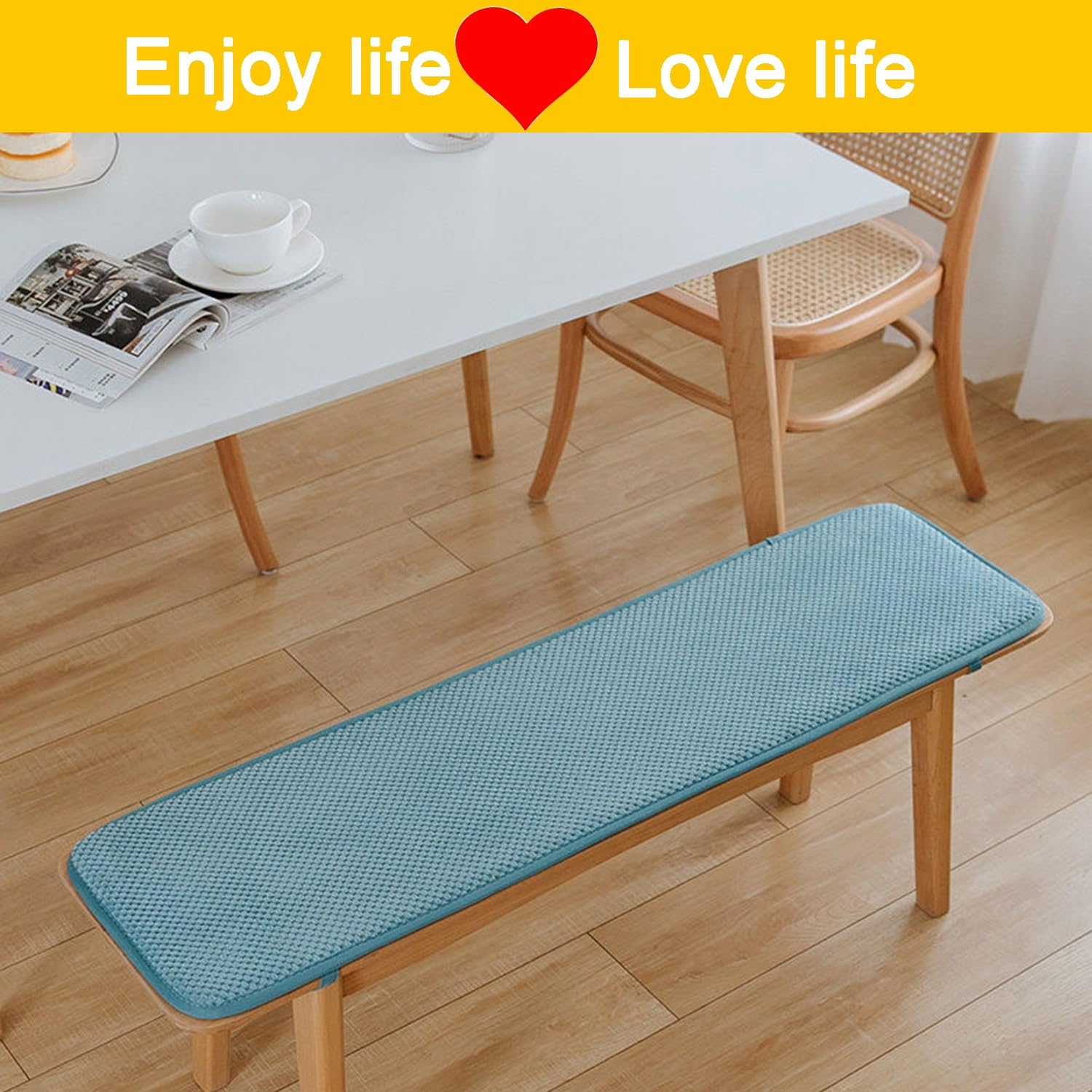 Sangles de chaise d'extérieur pour salle à manger et balancelle de jardin - Coussins de banc antidérapants pour baie vitrée intérieur/extérieur - Vert 200 x 40 cm