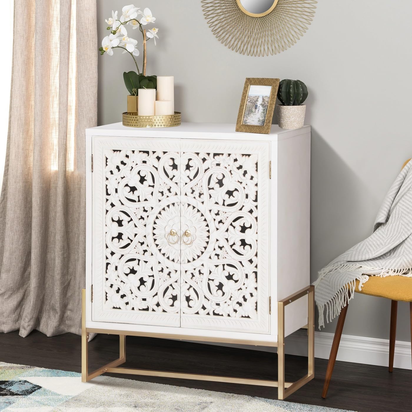 Amazon.com: MFSTUDIO Wood Accent Storage Cabinet with 2 Doors ...