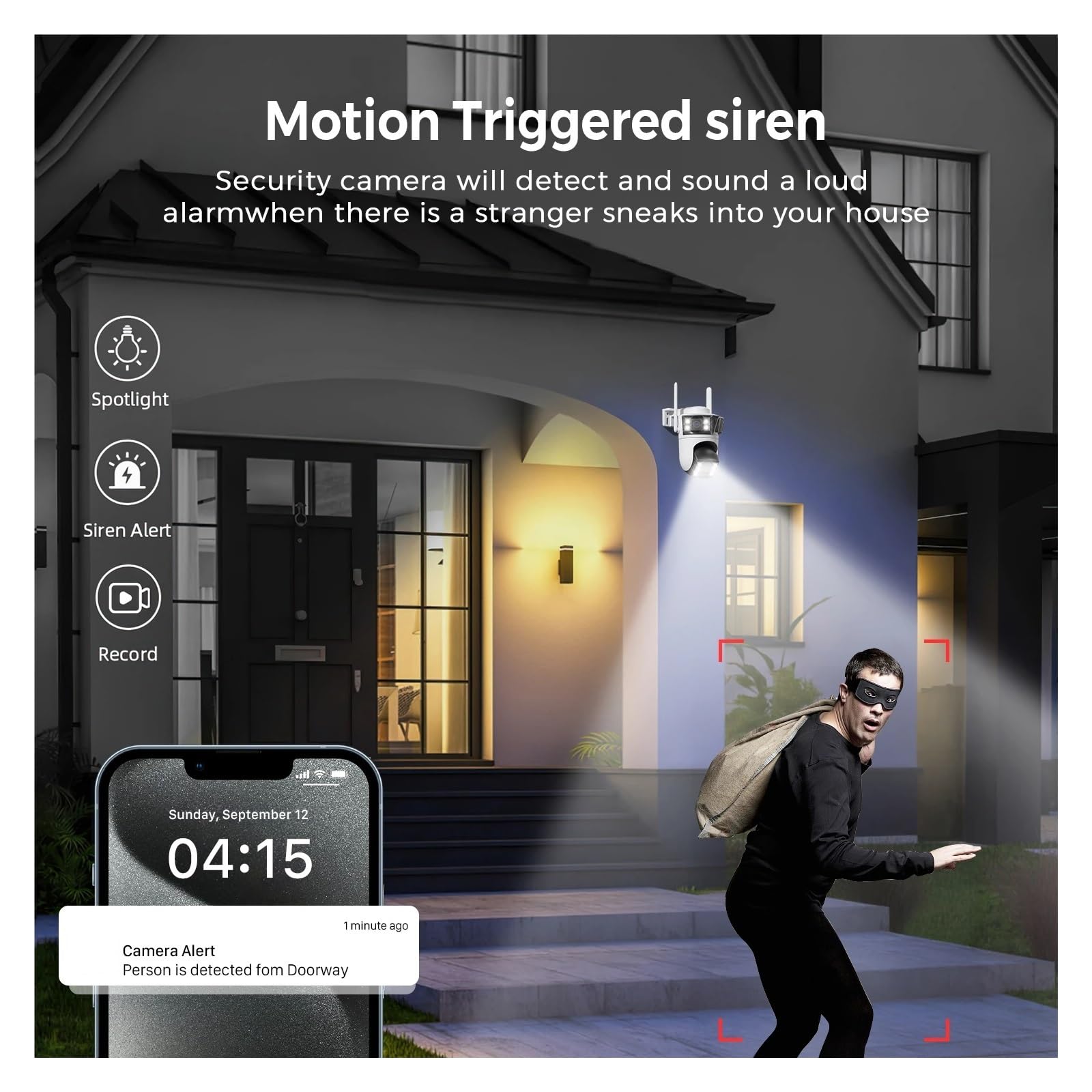 Caméra de sécurité AI à Triple Objectif 12MP 6K
