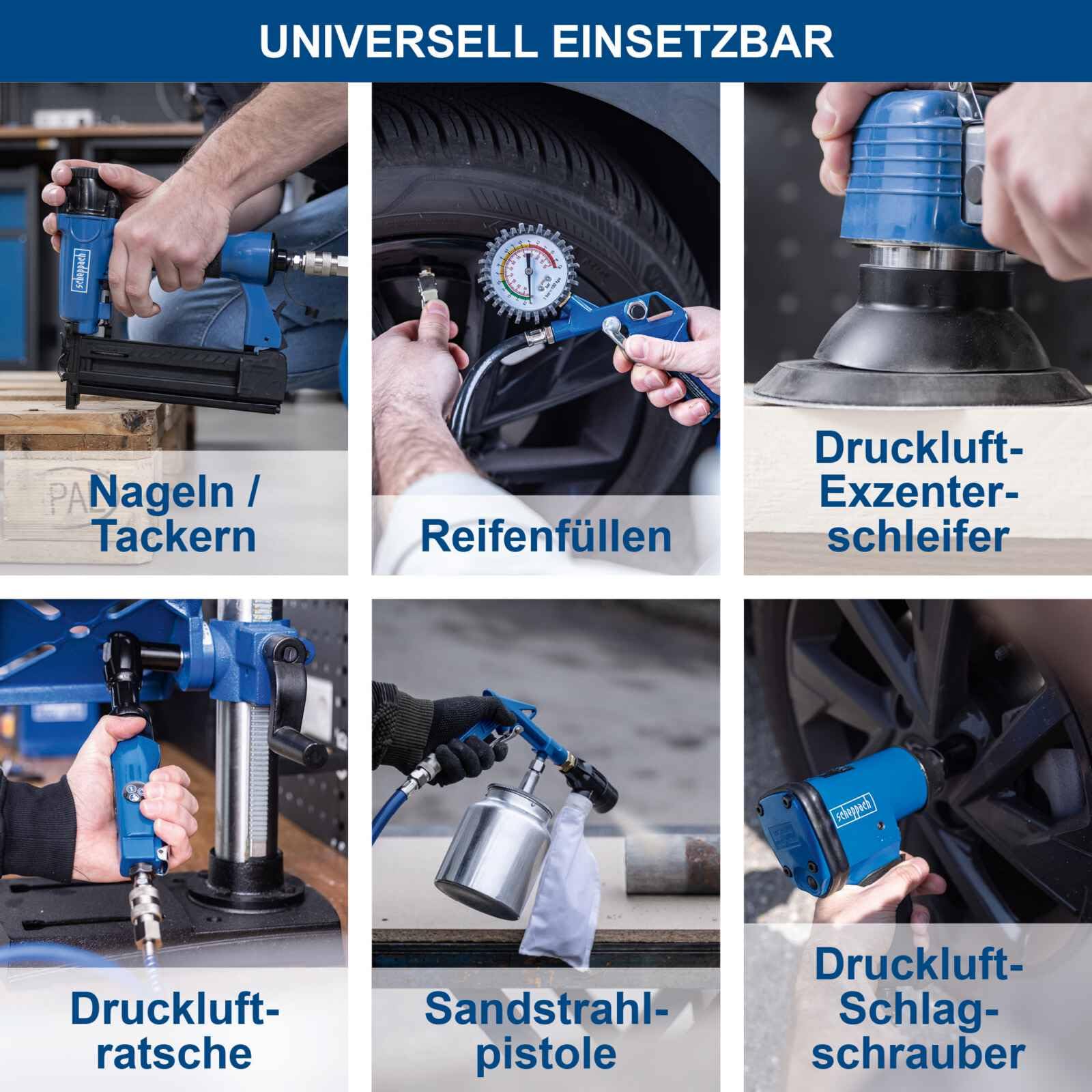 Scheppach Druckluft Kompressor HC53DC | 2200W Leistung | 50L Kessel | 10bar Druck | Ansaugleistung 412 L/min | Druckminderer, ölgeschmiert, Doppelzylinder