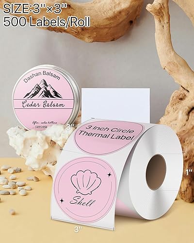 Miniatura 2 de iEager Etiquetas adhesivas térmicas circulares de 3 pulgadas, etiqueta térmica directa redonda autoadhesiva, calcomanías térmicas en rollo
