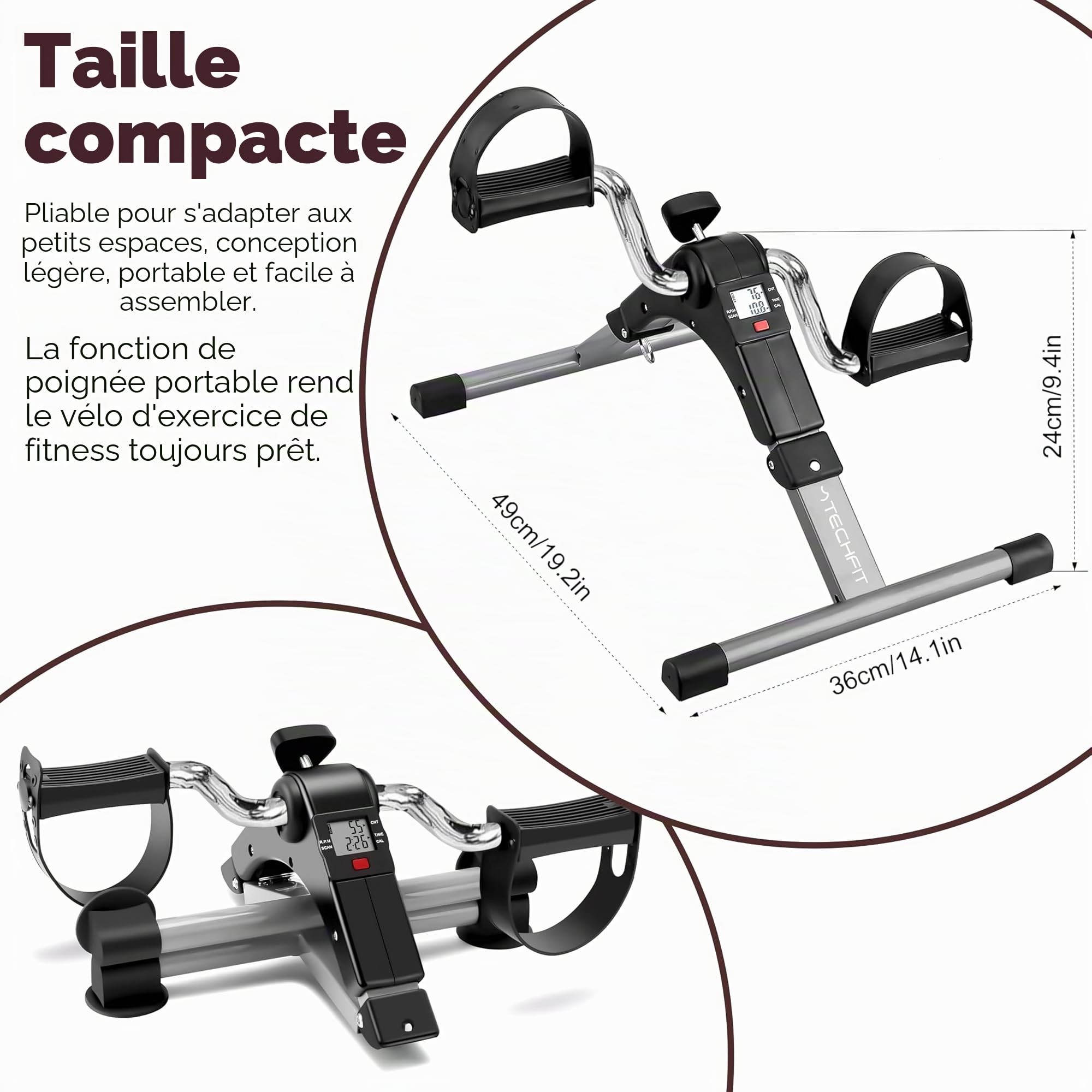 Techfit Mini Vélo d'appartement Formateur pour Bras et Jambes