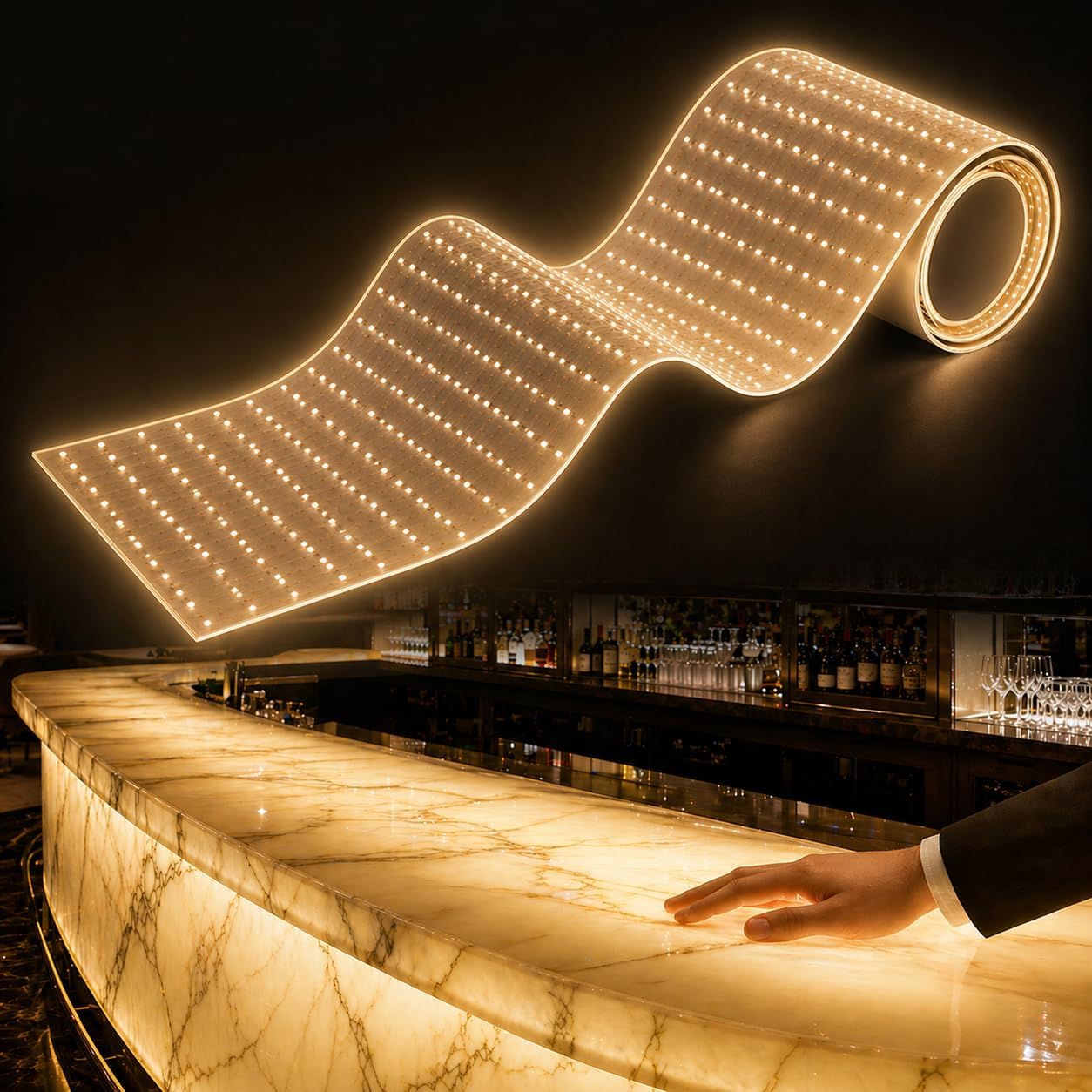 SuperLightingLED 3000K Large LED Sheets for Backlighting Countertop, 78.7in x 9.45in Flexible 24V LED Light Sheet Cuttable Dimmable Warm White Paper-thin IP20 with Accessory Pack (3000K, 6.56Ft IP20)