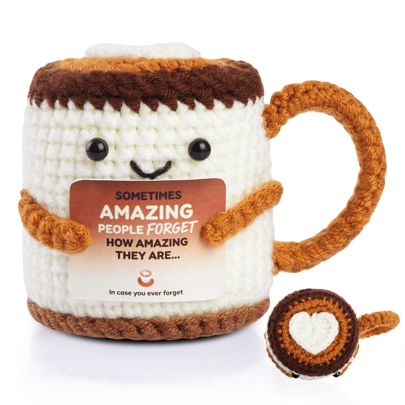 AWARDSEN Positive Crochet Coffee Cup Emotional Support Gift Thank You Leaving Gifts for Colleagues Thank You Teacher Gifts for Women