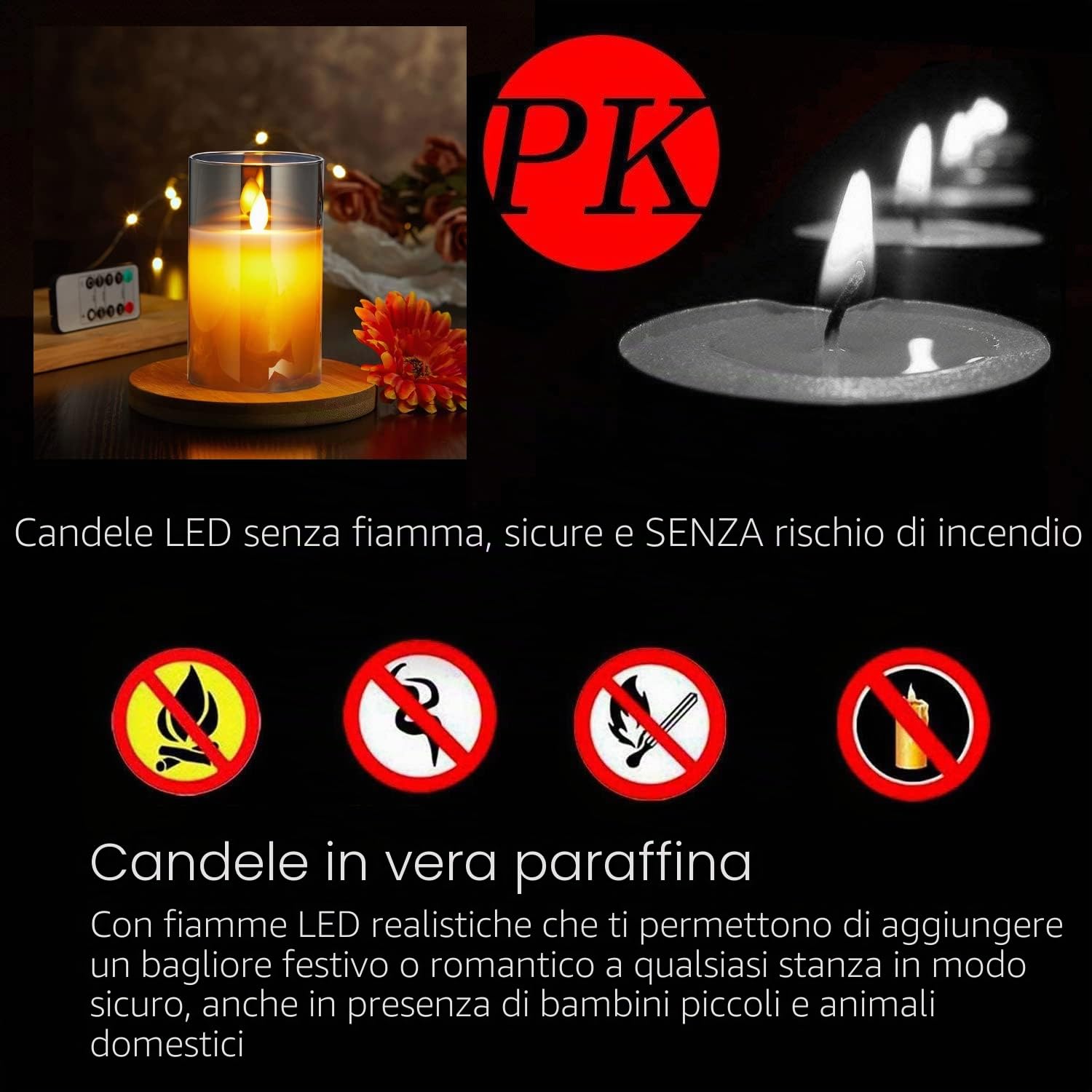 Candele LED, Flickering Flameless Candele, Candele LED a Ricaricabile con Glass, Candele con Telecomando, Realizzato in Vera Paraffina, Funzione Timer 24 Ore per Decorazione,Festa, Vacanze-10cm Grigio