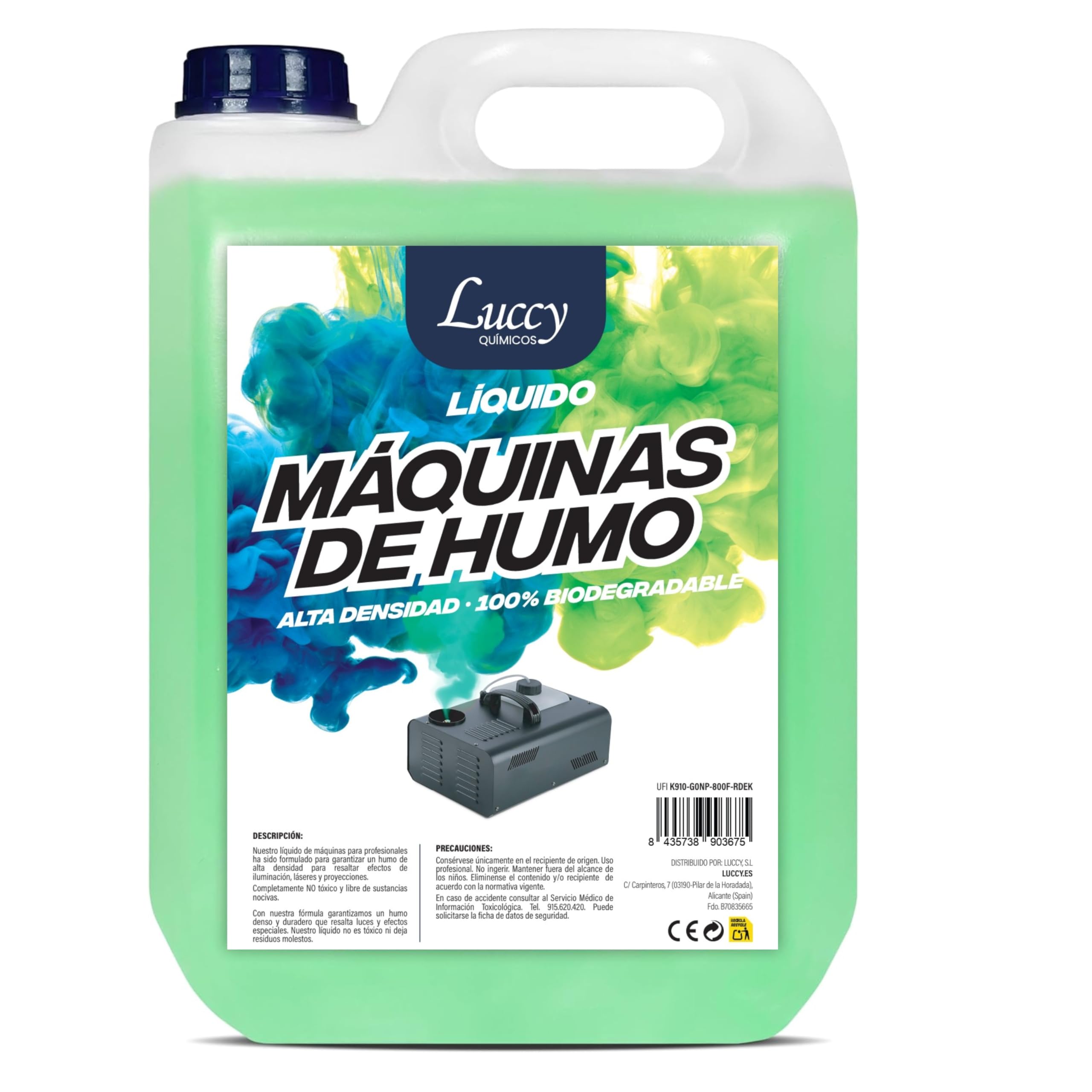 LUCCY Líquido Máquina de Humo Natural 5 Litros - Fórmula Mejorada - Alta Densidad y Larga Duración, Seguro para Respiración, Fiestas, Eventos, Discoteca
