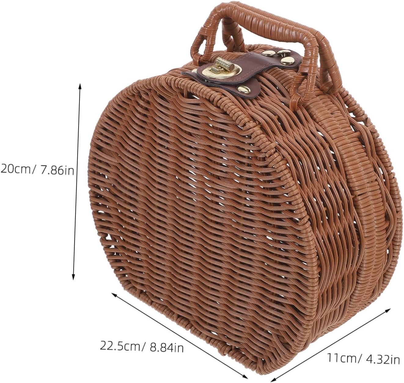 Generic Woven Picnic Basket with Handle Vintage Storage Case for Outdoor Gatherings Retro Rattan Design