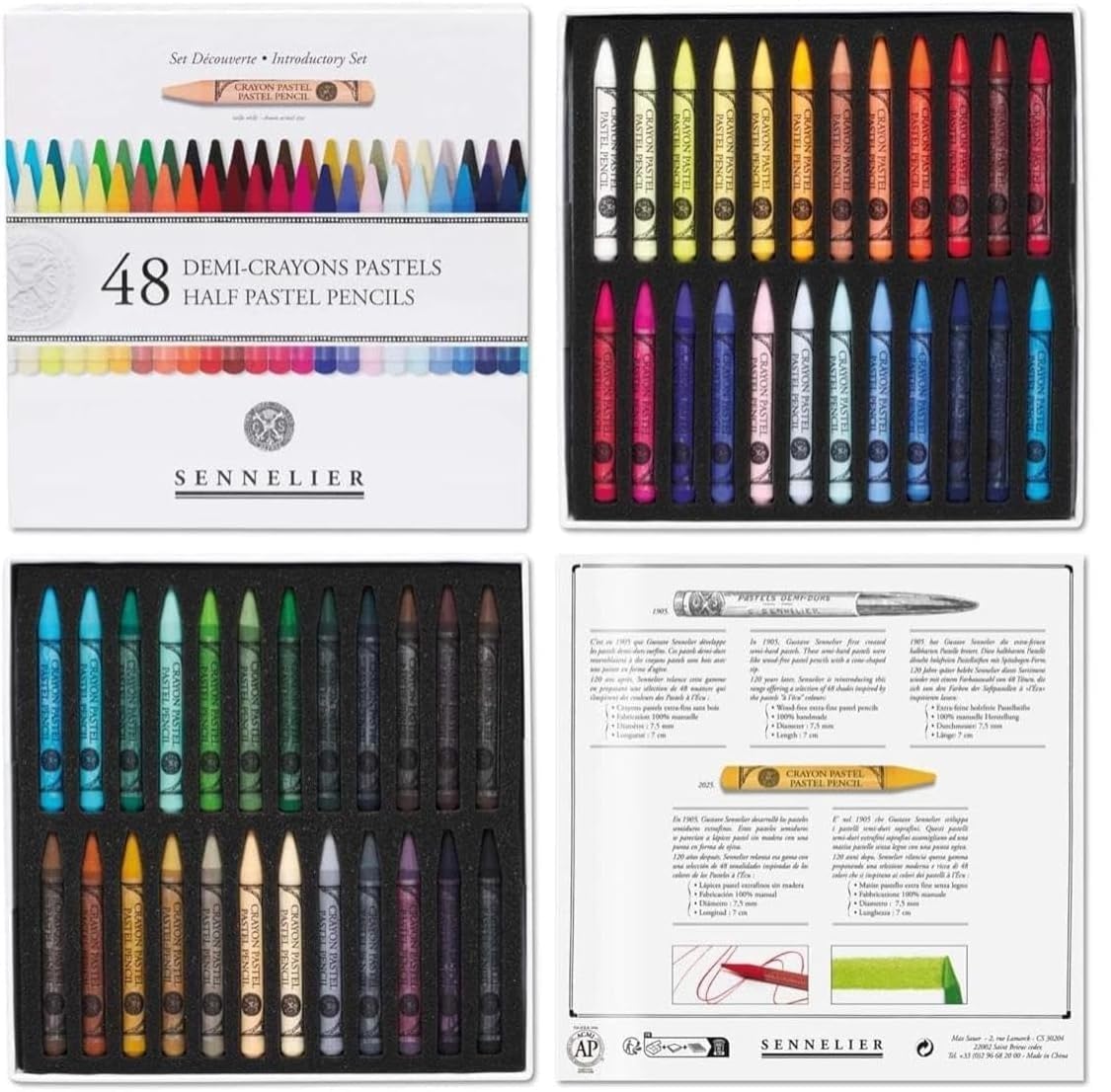 Sennelier 48 halbe Pastellkreide, trocken und extra dünn, Pastellkreidehalter und 1 Karte