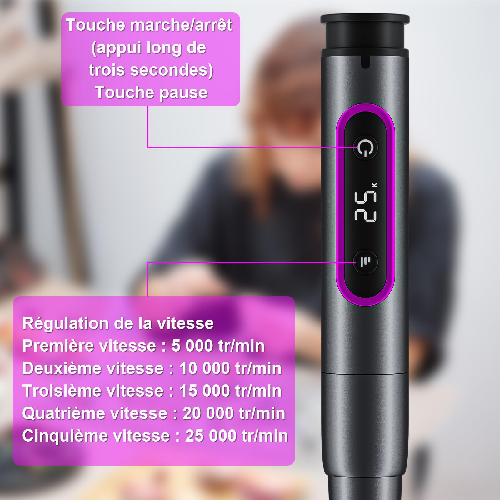 Mini Stylo Perceuse Électrique, GuKKK Mini Perceuse Sans Fil à 5 Vitesses, Mini Perceuse Électrique Manuelle avec 10 Petits Forets, pour Résine, Bijoux, Circuit Imprimé, Cuir, Plastique