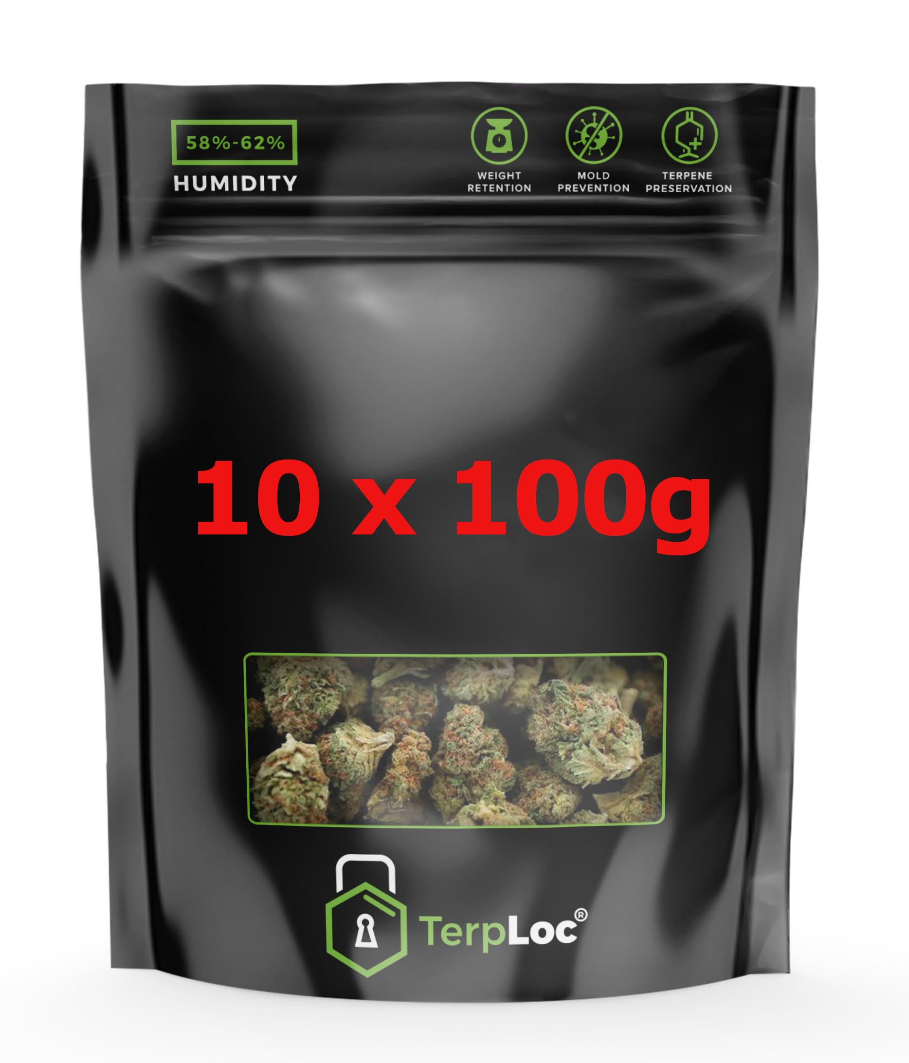 Groove Bags Lot de 10 sacs de rangement de 100 g avec contrôle actif de l'humidité (fabriqué aux États-Unis)
