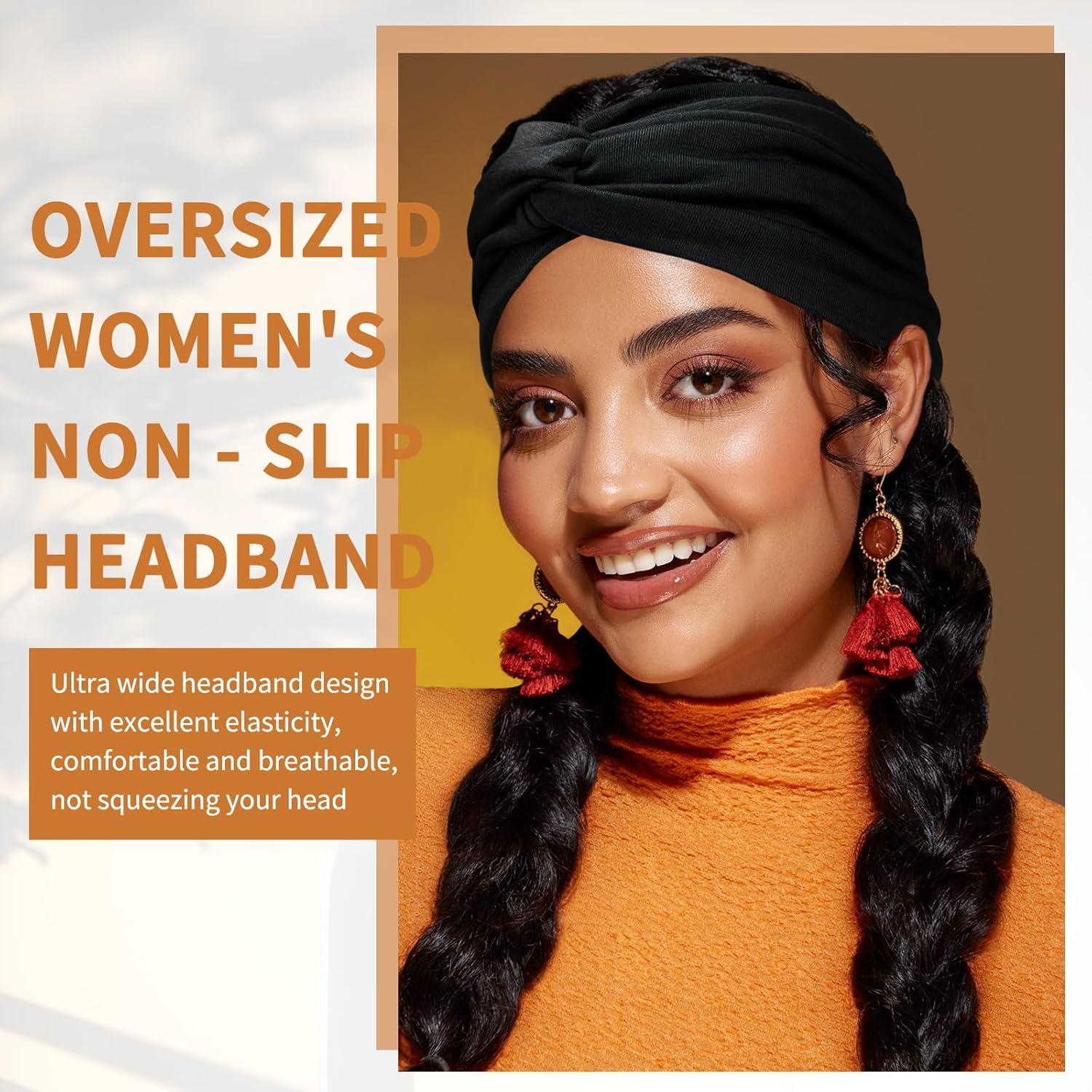 Mujer Cinta Pelo Elástica Ancha Turbante Bandana 4 Pcs 7'' Gris