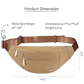 Fanny Pack Shoulder Sling Bag for Men Women, Crossbody Bag for Travel Running Fitness Workout Khaki Waist Pack with Adjustable Straps
