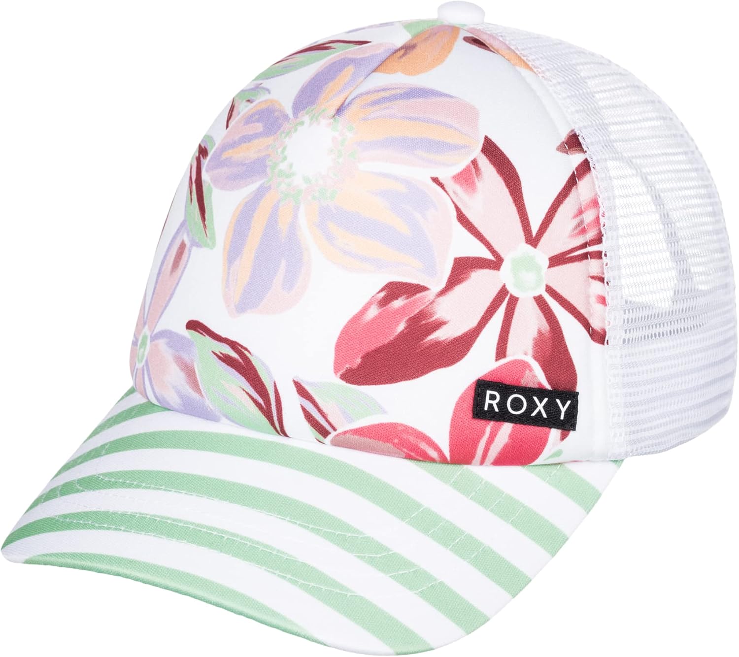 Roxy Girls' Honey Coconut Trucker Hat - Breathable Mesh Snapback, Curved Visor