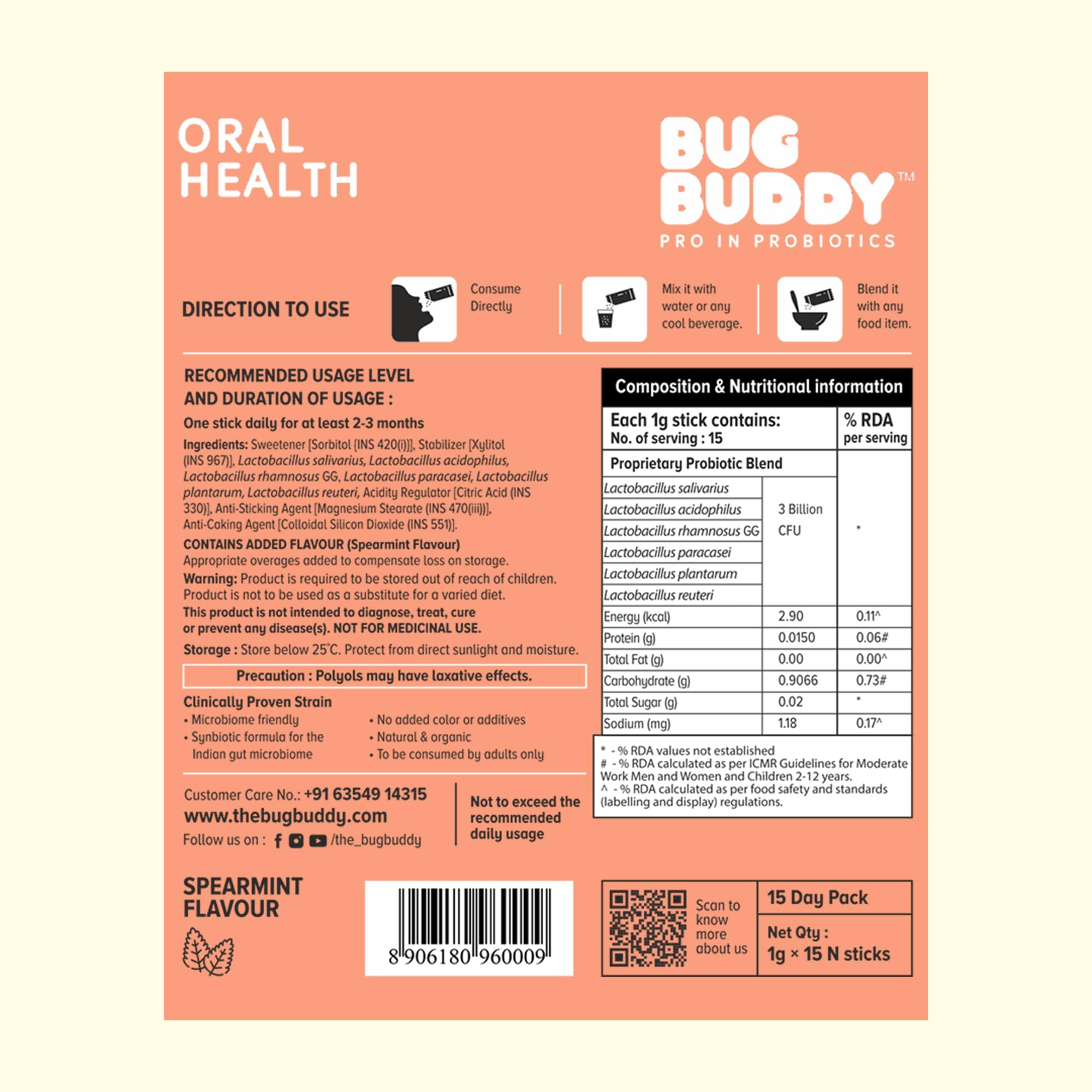 Oral Health | Bad Breath Remover from Stomach & Mouth | Oral Probiotics for Bad Breath with L. Salivarius, L. Reuteri & Xylitol (3B CFU) | Dental Probiotics for Oral Health, Bad Breath Treatment & Gut Cleaner | 30 Sticks — Amazon image 5