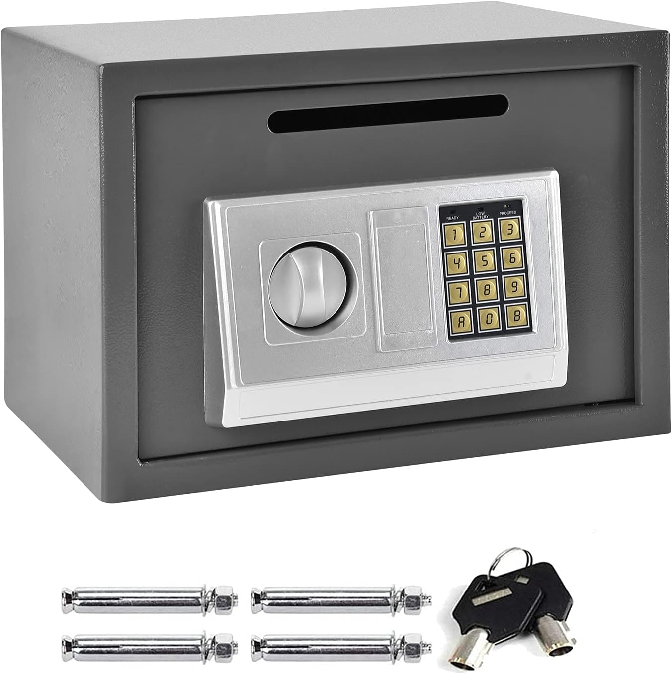 16 Litre Electronic Safe Box With Key, 35 X 25 X 25cm, High Security Safe Money