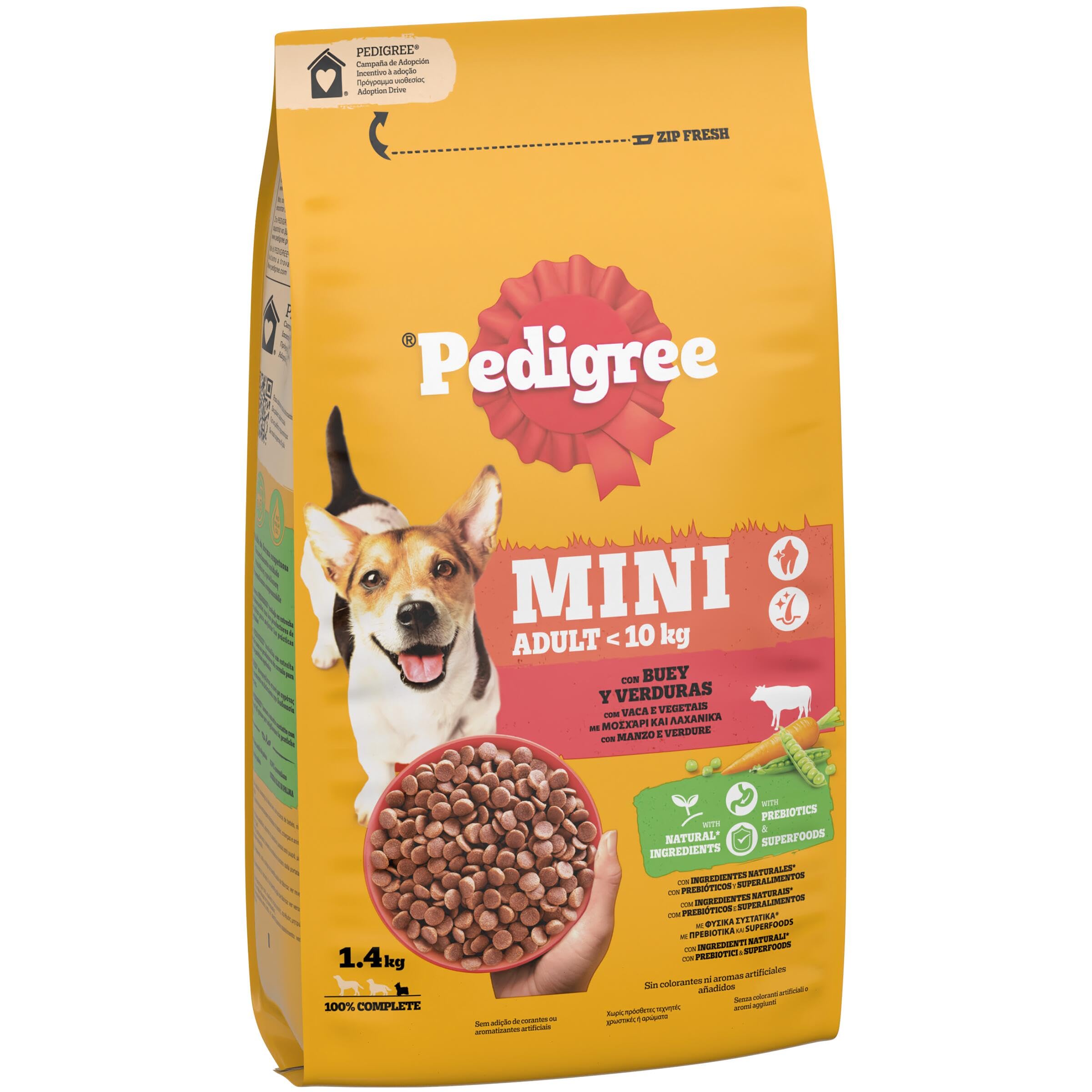 PEDIGREE Complete Comida Perros Pequeños y Mini Adult Buey Verduras (Pack de 6 x 1,4kg)