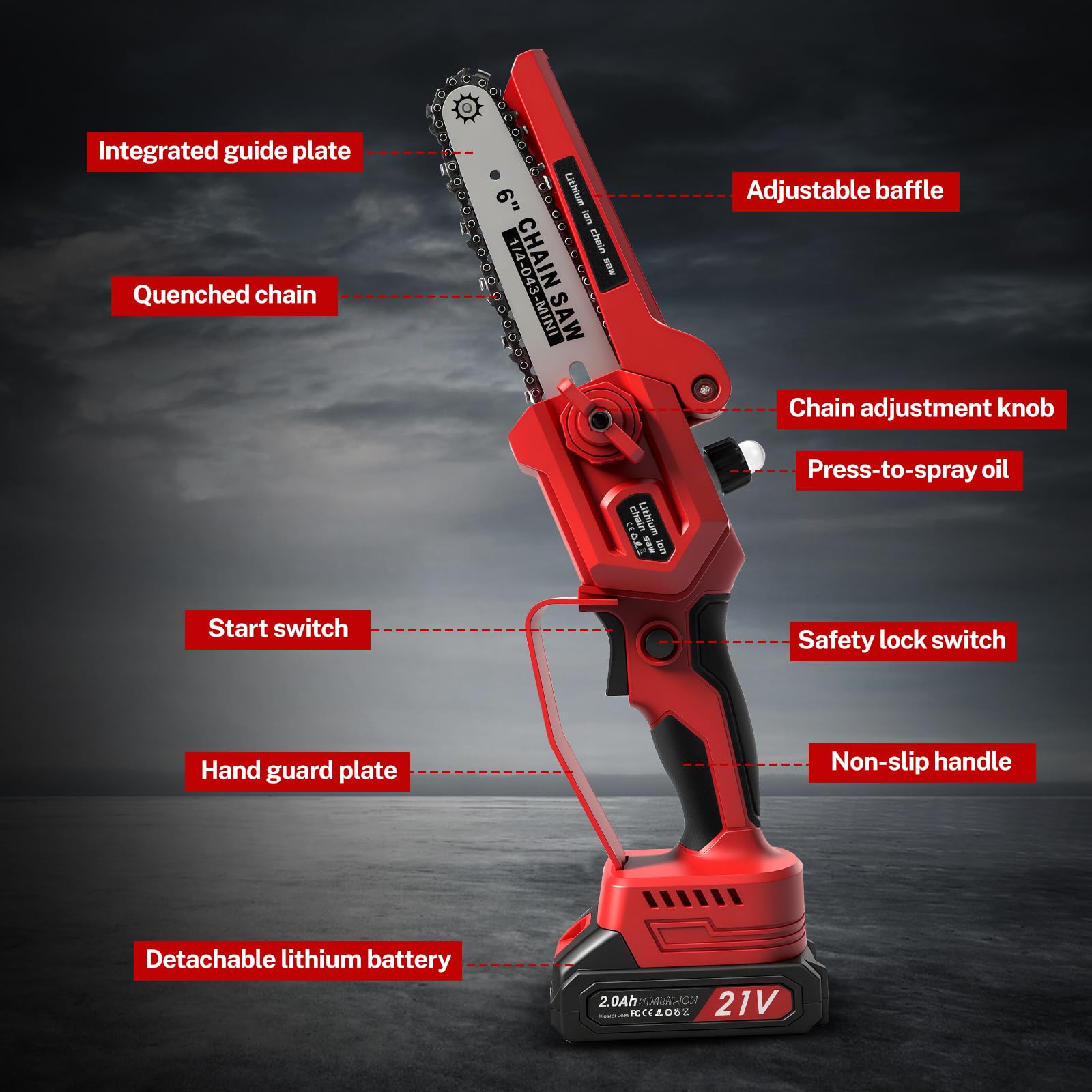 WingFly 2 en 1 Tronçonneuse Télescopique Elagueuse, Mini tronçonneuse Sans fil de 15,2 cm avec batteries de 4,0 Ah, Tronçonneuse avec système d'huile automatique, longueur de travail 4,5M