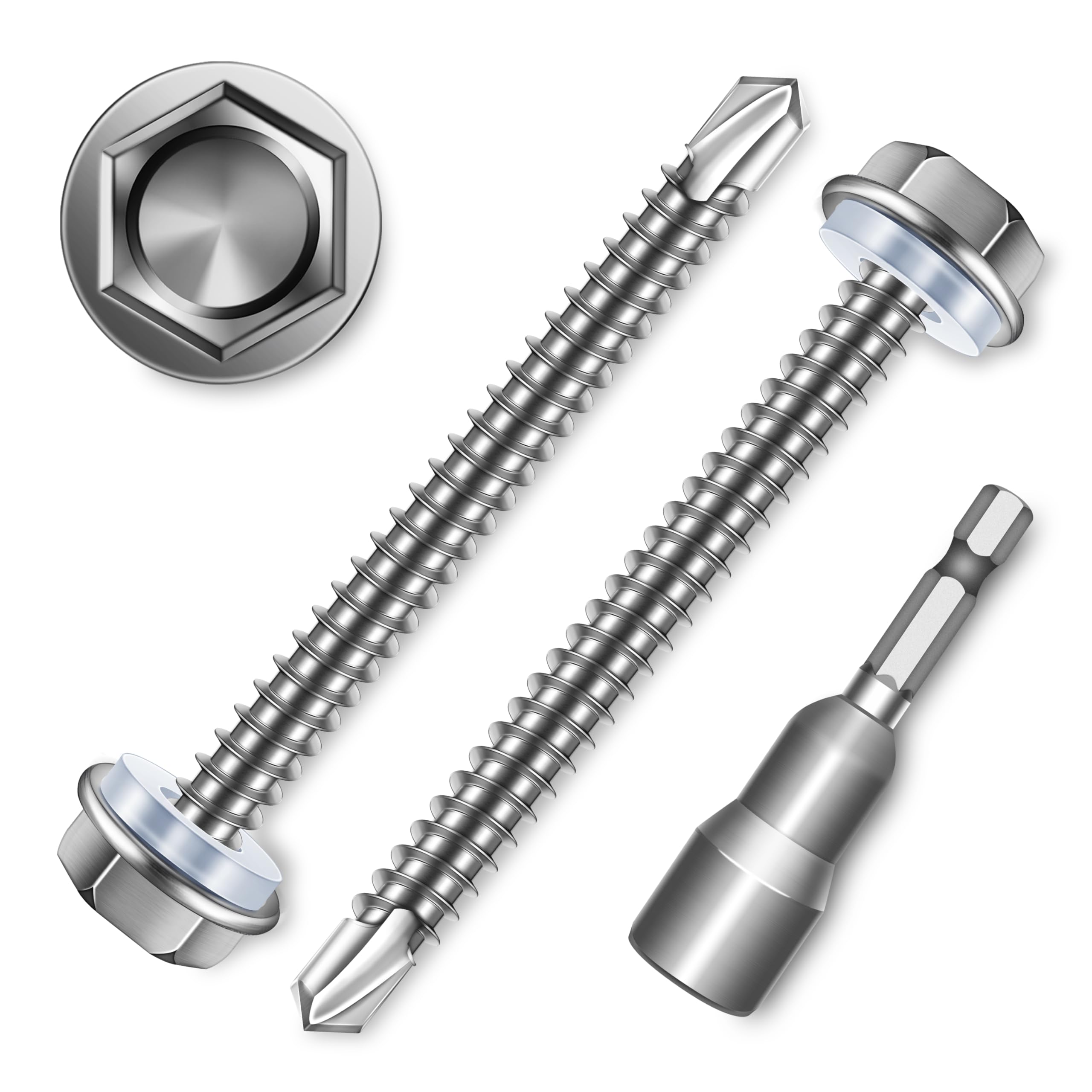 Sheet Metal Screws - 100 Stainless Steel Self Drilling -19 Sheet Metal Screws - 100 Stainless Steel Self Drilling -19