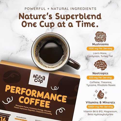 Miniatura 3 de Cápsulas de café de hongos adaptogénicos de alta calidad, melena de león, cordyceps, cola de pavo y nootrópicos para un mejor rendimiento, enfoque,