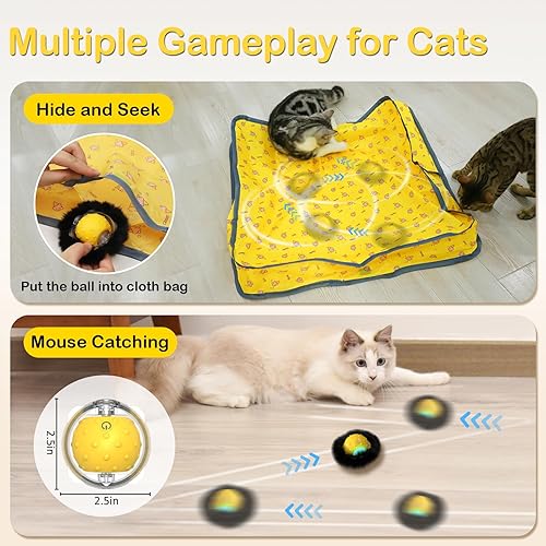 Miniatura 3 de Juguetes interactivos para gatos de interior, bola eléctrica para gatos que se enrollan rápidamente, juguete para gatos que chirrian activado por