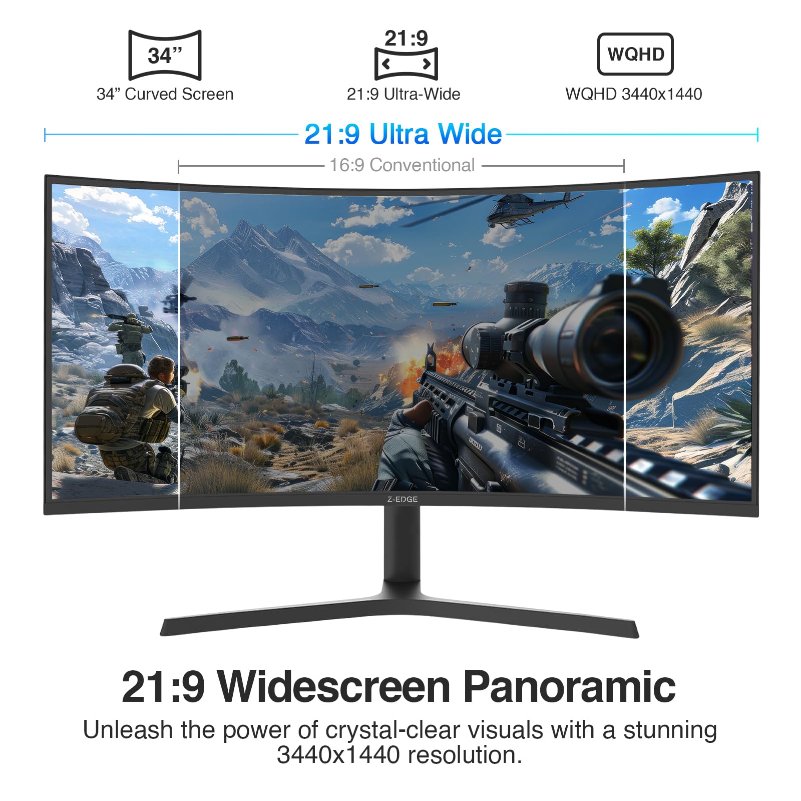 Amazon.co.jp: Z-Edge 34インチ WQHD 1440P 湾曲ゲーミングモニター