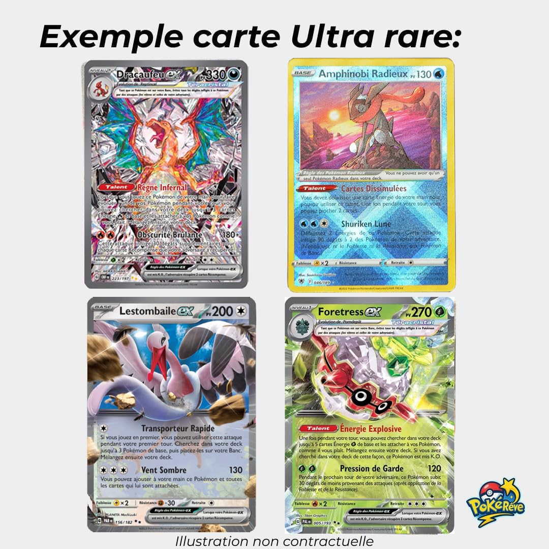 55 Official French Pokemon Cards Including 10 Shiny + 1 Ultra Rare Guarantee 0 Duplicate and 0 Energy Pokemon Cards Ideal as a Gift for Children and Adults Toys & Games