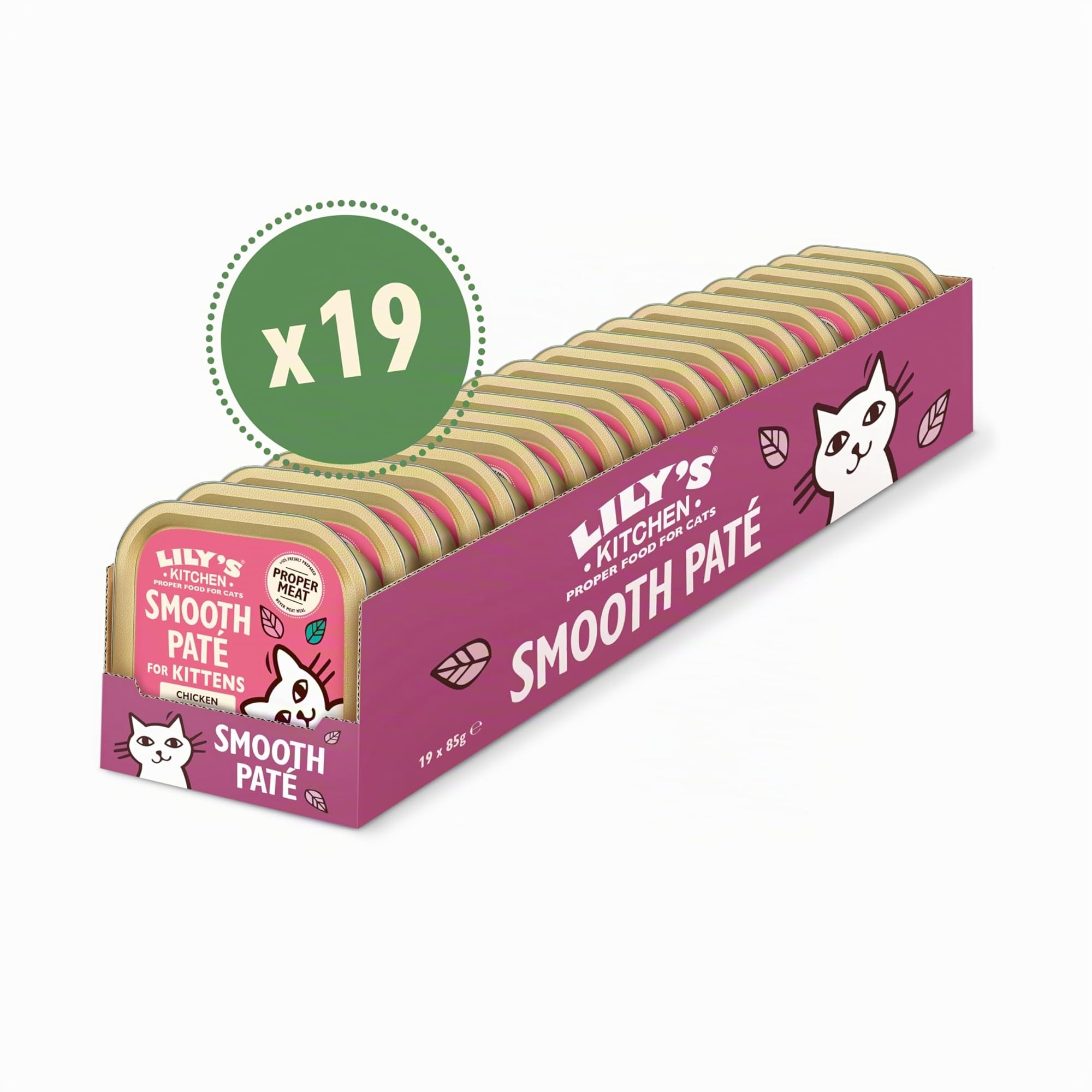 Lily's Kitchen Pâté lisse pour chaton, Poulet + bœuf (19 x 85 g)