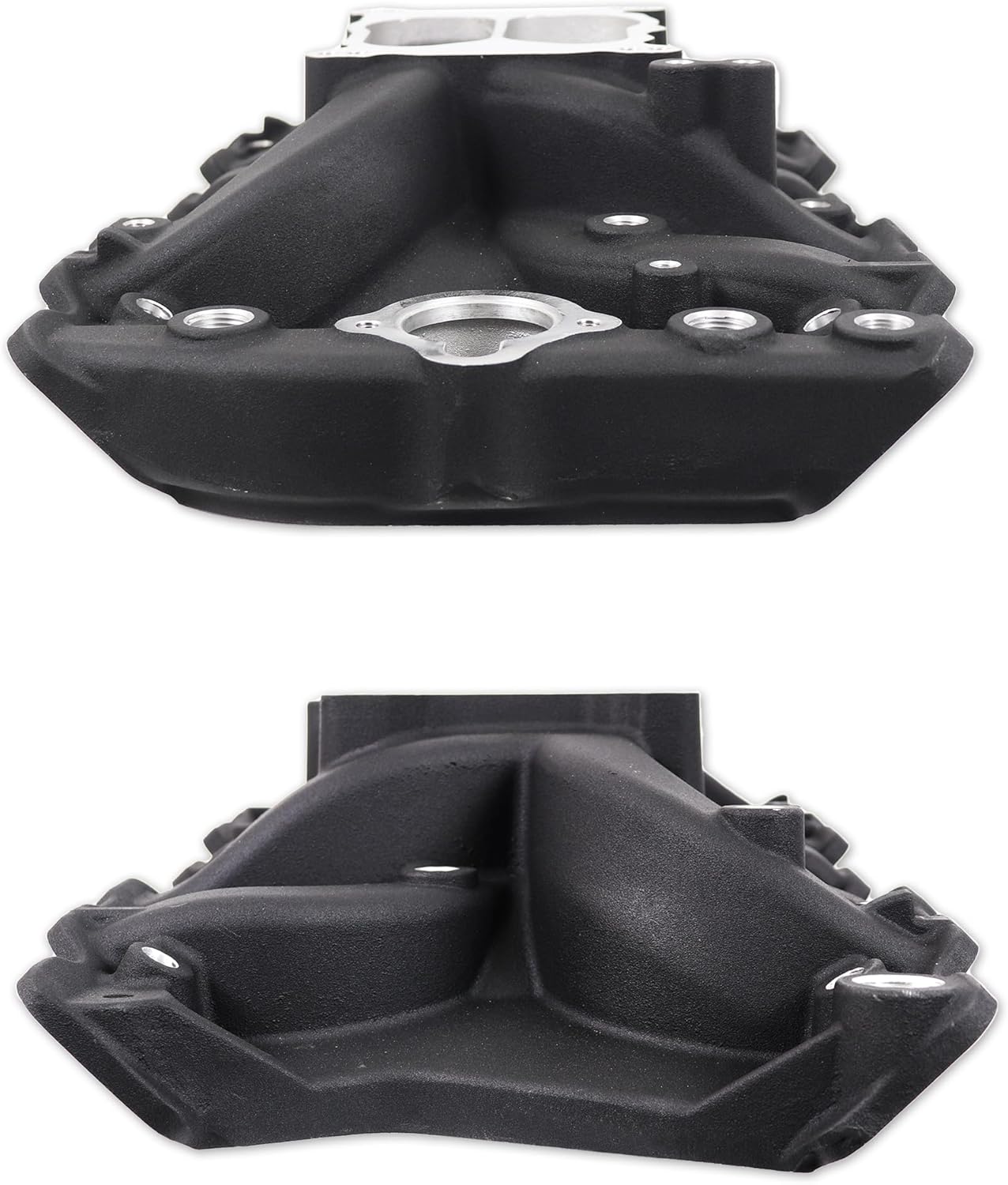 7111 Intake Manifold Aluminum Dual Plane Compatible with Oldsmobile 1964-1985 307 330 350 403 V8 Engine (307-403 Dual Black)
