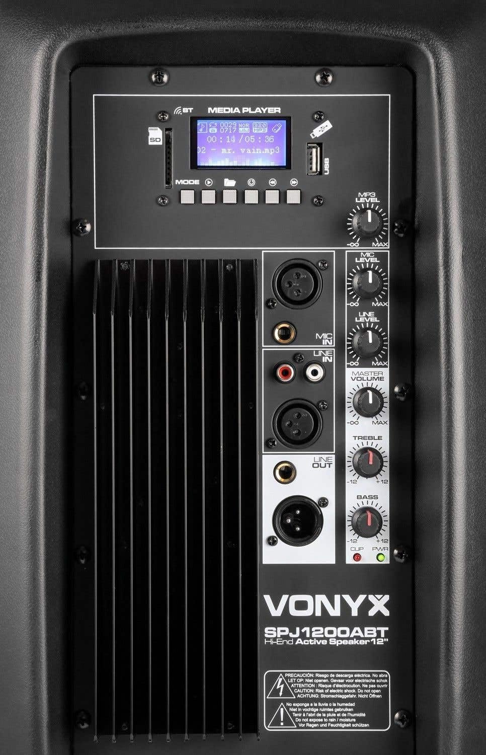 Vonyx SPJ-1200ABT Altoparlante Attivo 12" Autoamplificato 600 W con Bluetooth, Lettore MP3, USB/SD, Ingresso Microfono, Subwoofer Potente, Suono Professionale per Feste, DJ, Karaoke ed Eventi