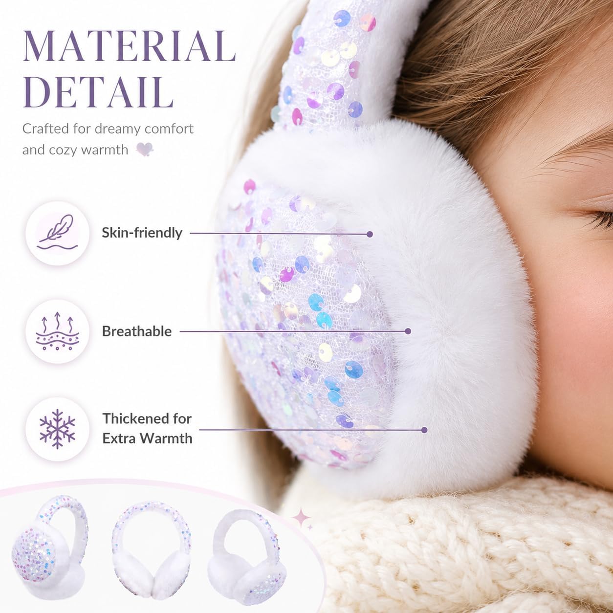 Kids Knit Earmuffs for Boys Girls Age 4-16 Years