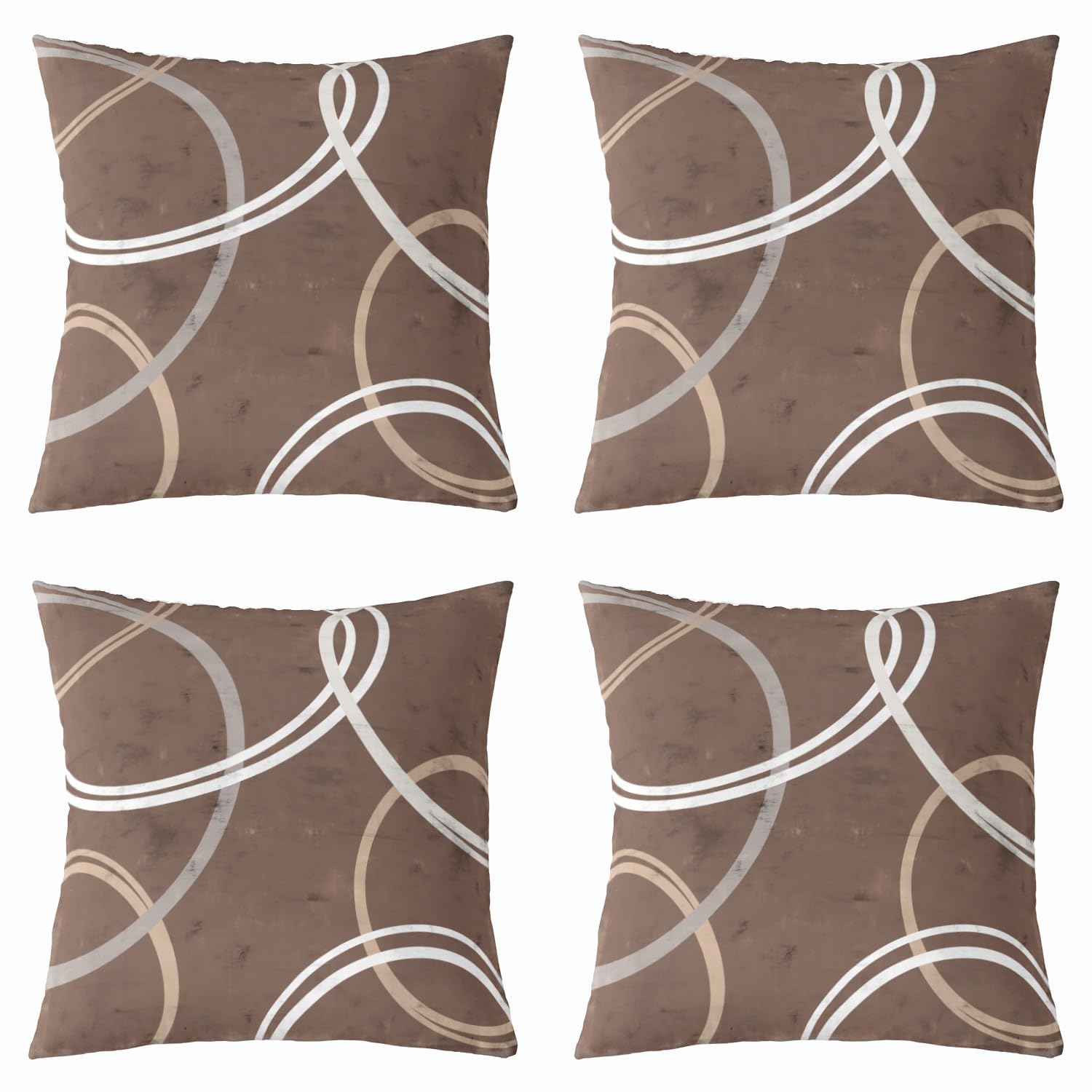 jejeloiu Khaki Wavy Circles Throw Pillow Covers Set of 4 18 x 18 Inch Kids Abstract Geometric Cushion Case Teens Modern Art Decor Pillowcase