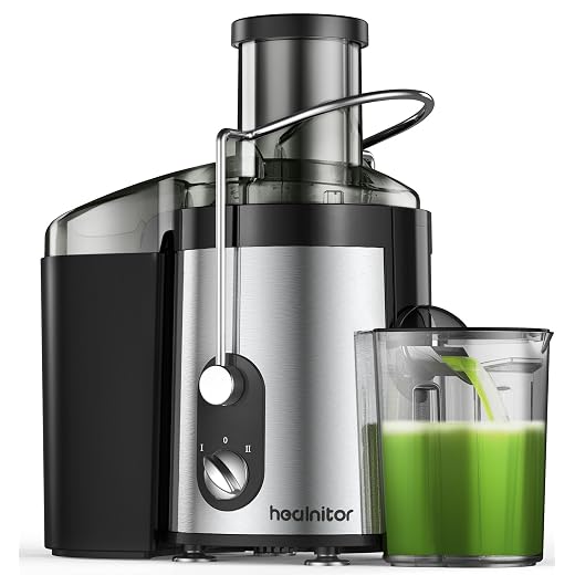 Healnitor 800W Centrifugal Juicer Machines Vegetable and Fruit with 3” Wide Chute, Juice Extractor with 2 Speeds, Easy to Clean, Anti-Drip, BPA Free