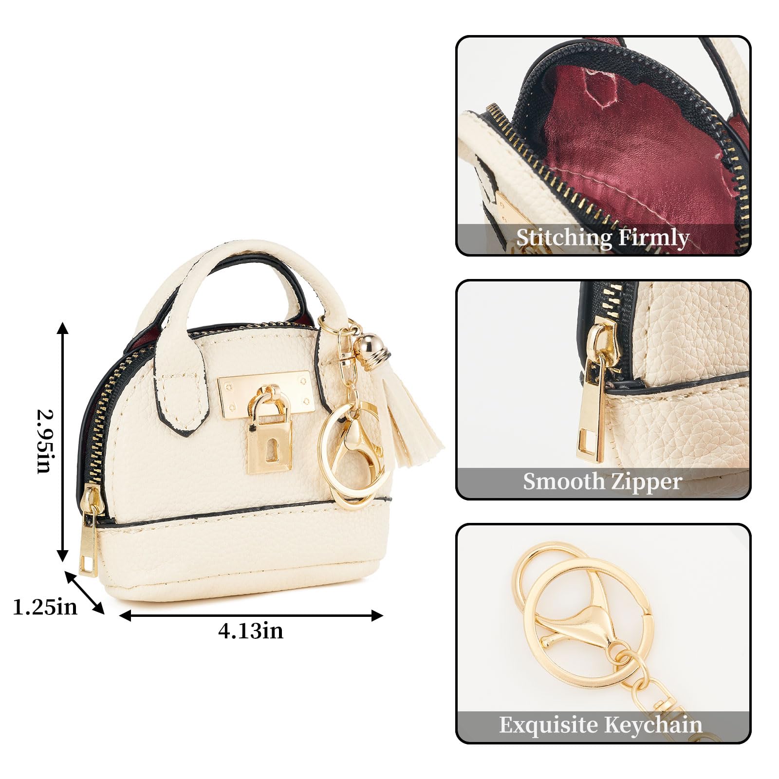 ZOUIQSS Coin Purse Mini Handbag Keychain for Women,Creative Pendant Keyrings Makeup Bag,Small Change Pouch Coin Purse Zipper() - Image 2