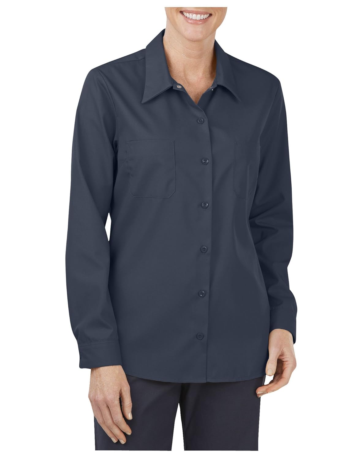 Dickies Occupational Workwear FL5350BKM FL5350 Women's Long Sleeve Industrial Work Shirt, Fabric, Medium, Black