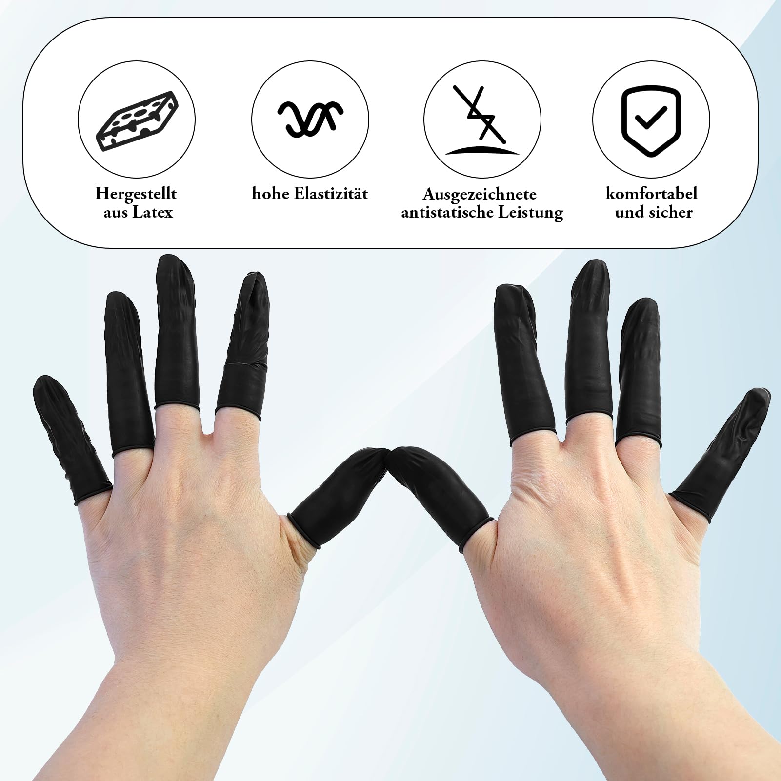 Lot de 110 protège-doigts antistatiques - Noir - En latex durable - Protection du bout des doigts - Pour le nettoyage, la réparation