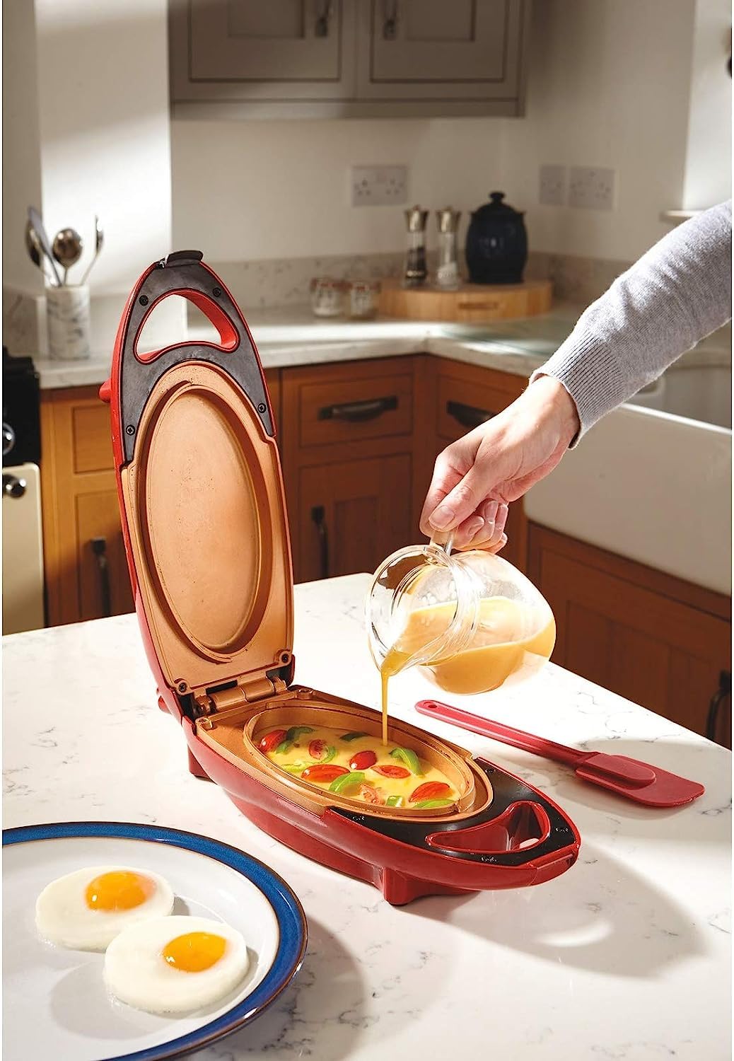 Candora Máquina para hacer tortillas, placas de cocción rápida antiadherentes con infusión de cobre, parrilla superior e inferior