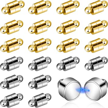 Magnetic Necklace Clasp, 24 Pairs Bracelet Clasps and Closures Jewelry Safety Locking Connectors Jewelry Clasp Converter Necklace Extender and Shortener Bracelet Helper Tool Gold, Silver